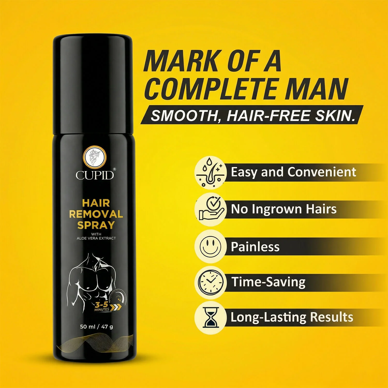 Men Hair Removal Spray with Aloe Extract for Smooth Skin Fast Effective Action (50 Ml) - Image 5
