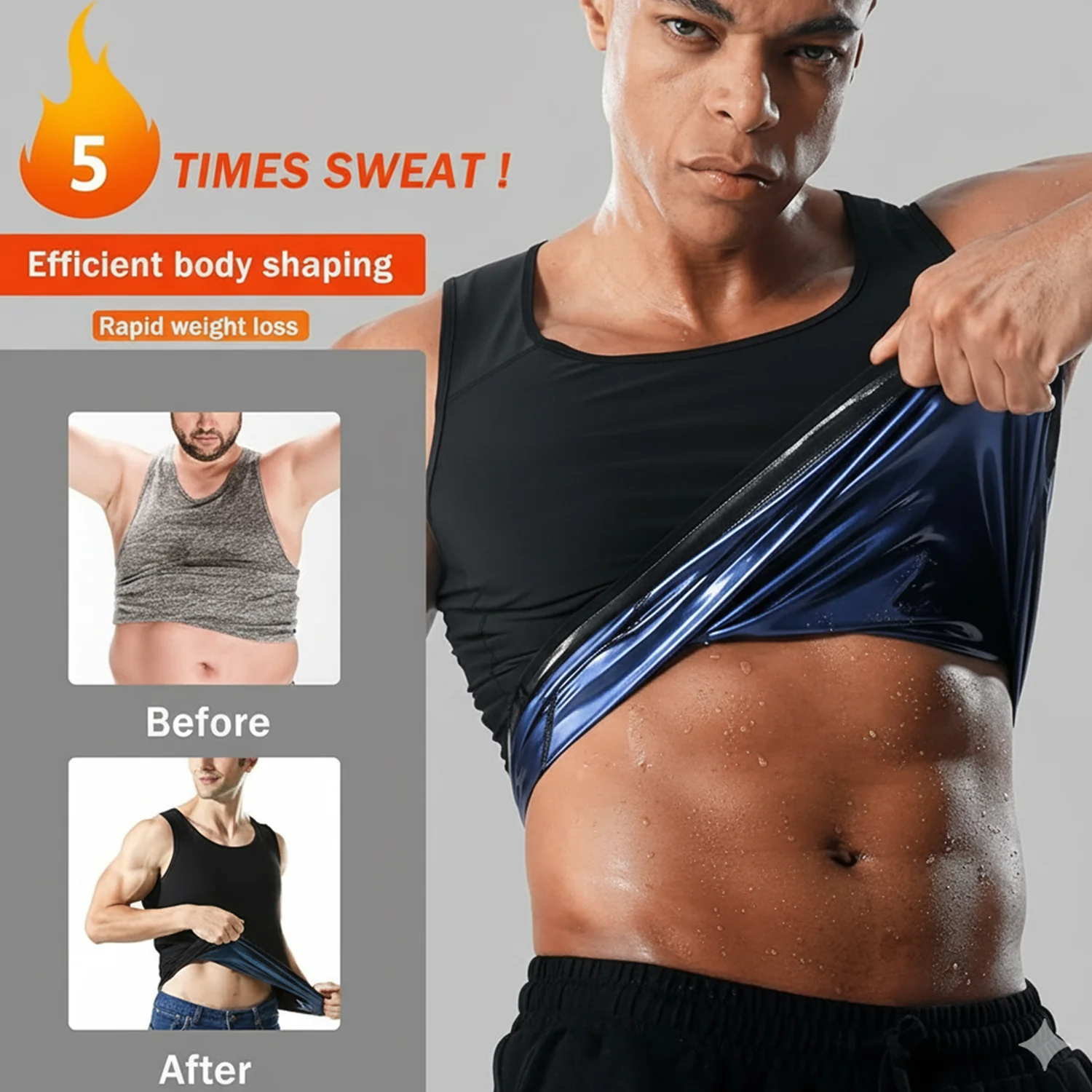 Men’s Slim Fit Sweat Shaper Tank Top (L/XL, 1 Pc) - Image 3