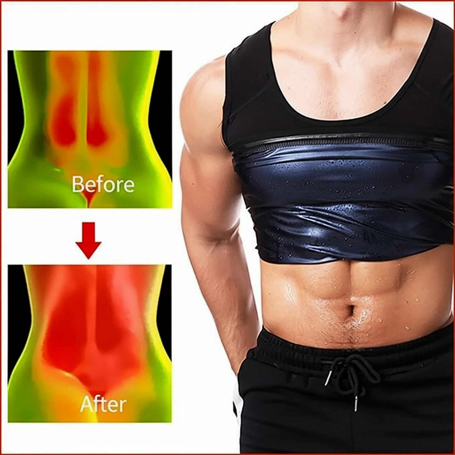 Men’s Slim Fit Sweat Shaper Tank Top (S/M, 1 Pc) - Image 4
