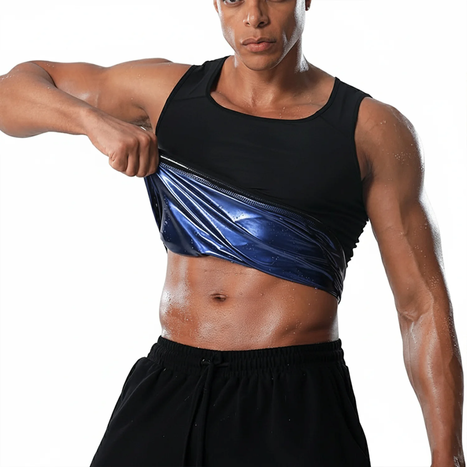 Men’s Slim Fit Sweat Shaper Tank Top (S/M, 1 Pc) - Image 6