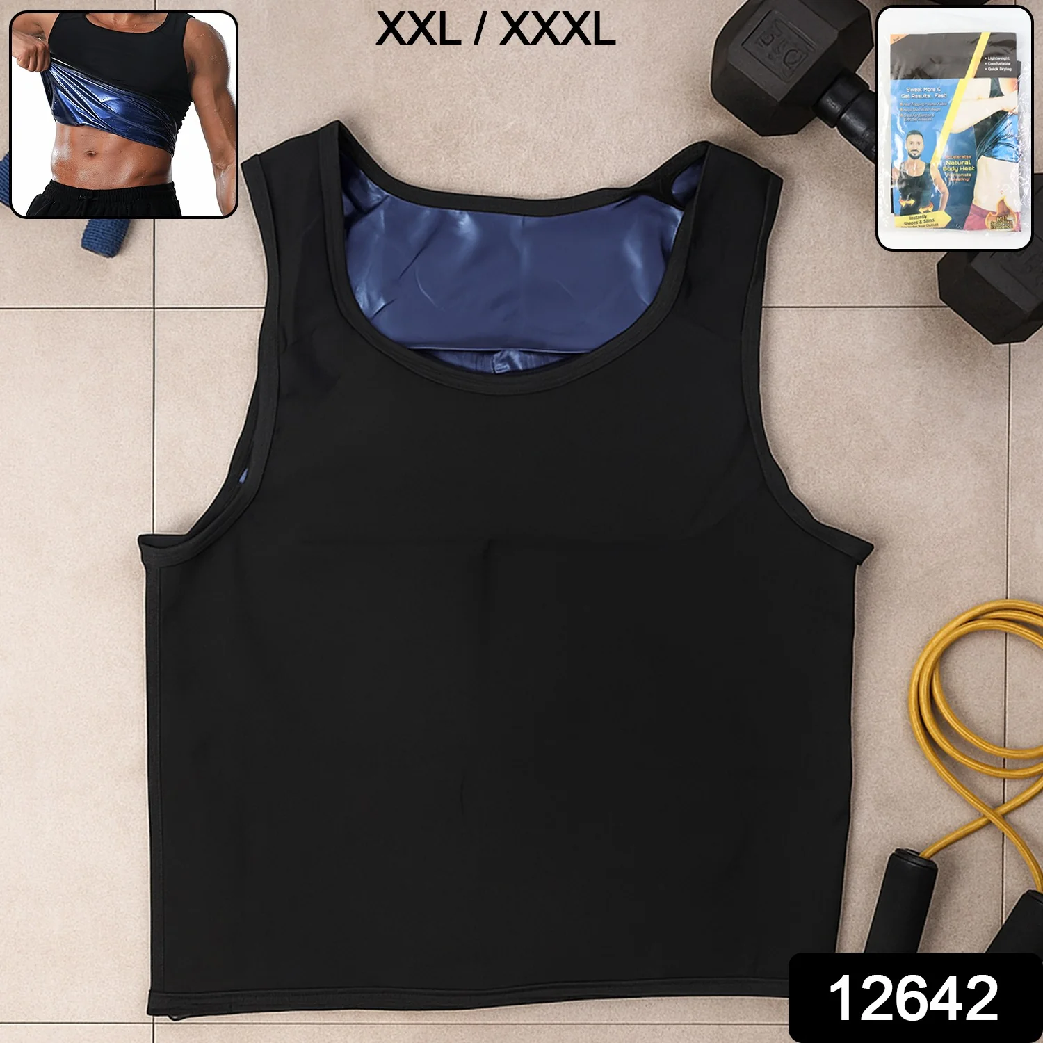 Men’s Slim Fit Sweat Shaper Tank Top (XXL/XXXL, 1 Pc) - Image 2