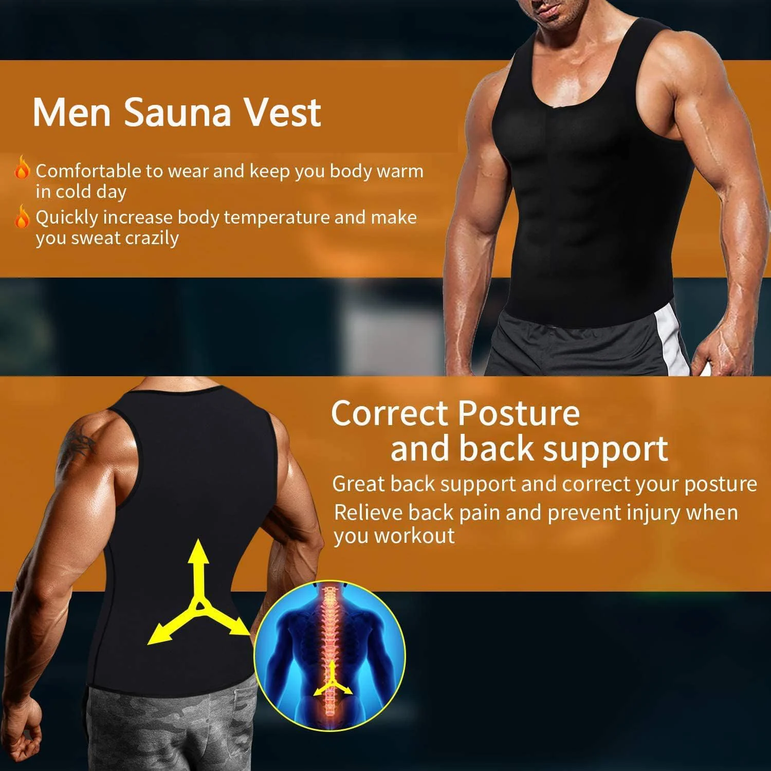 Men’s Slim Fit Sweat Shaper Tank Top (XXL/XXXL, 1 Pc) - Image 3