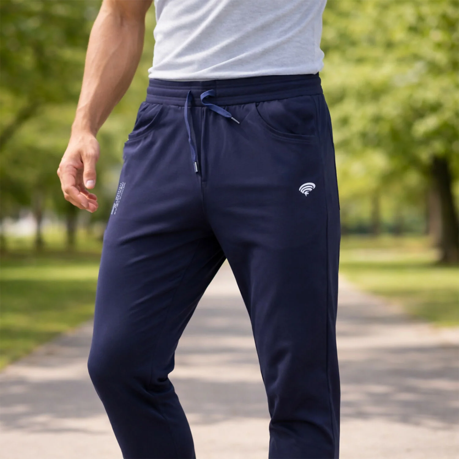 Men’s Stretchable Track Pants with Drawstring Waist & Zipper Pocket Lower - Image 2