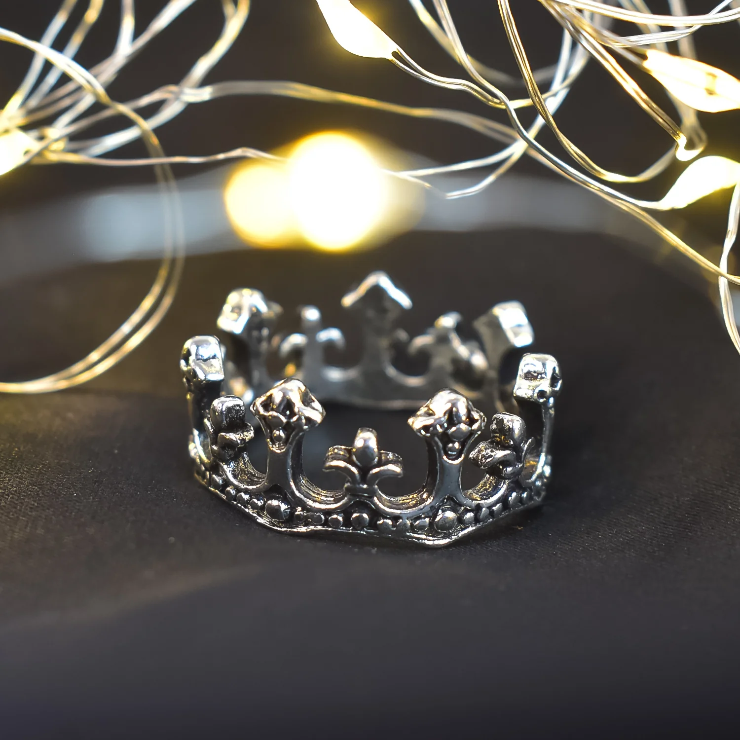 Men's Ring, Fashion Accessory, Stainless Steel Ring, Crown Ring, Black Ring - Image 2