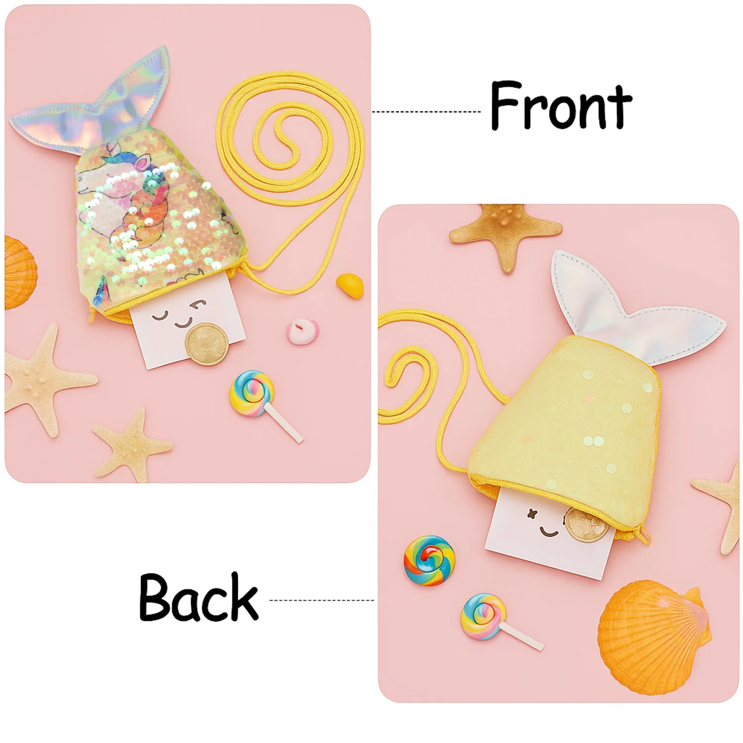 Mermaid Tail Shaped Kids Sling Bag - (1 Pc) - Image 4