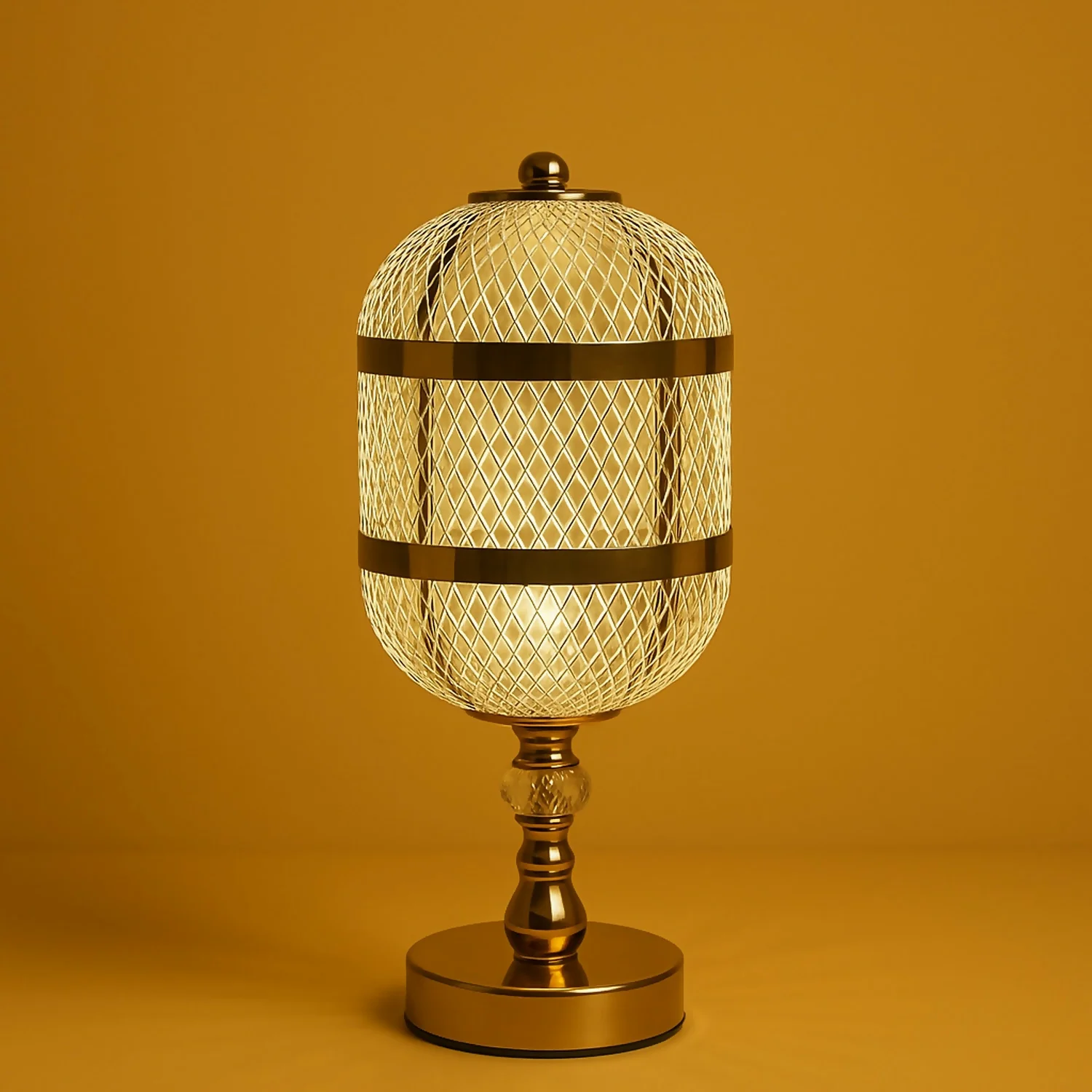 Metal Crystal Base Decorative Bedside Lamp for Living Room, Bedroom & Office - Image 2