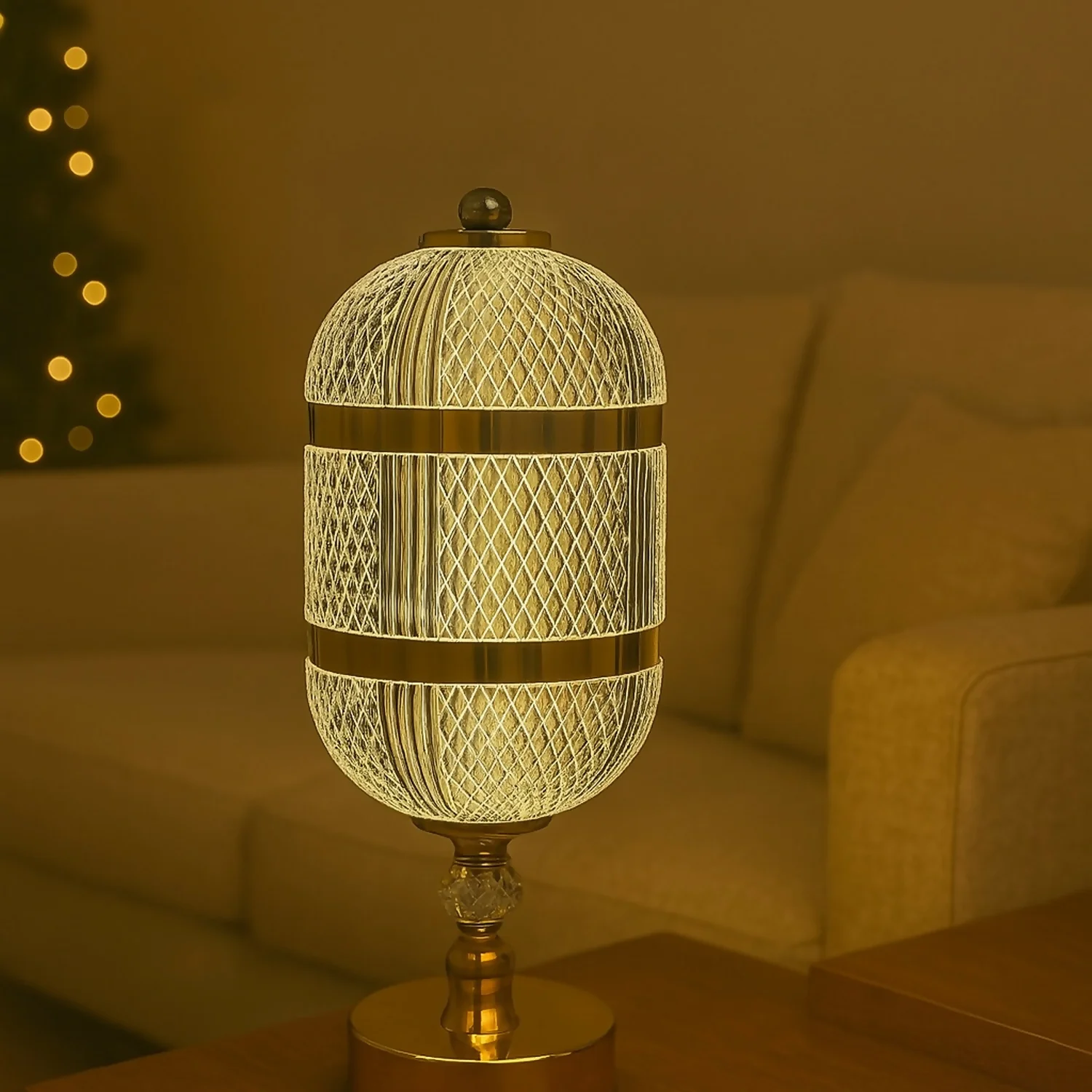 Metal Crystal Base Decorative Bedside Lamp for Living Room, Bedroom & Office - Image 3