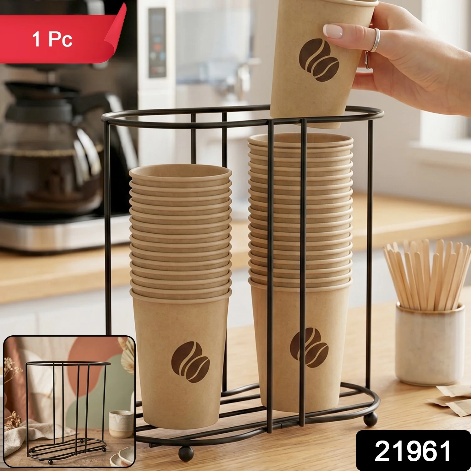 Metal Desktop Water Cup Holder (1 Pc) - Image 2