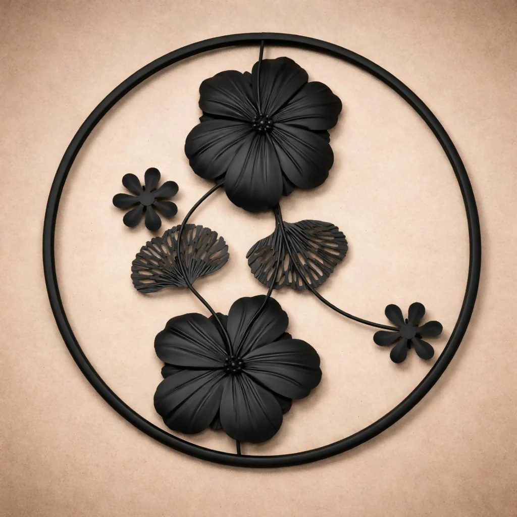 Metal Floral Round Wall Art Decor Decorative Flower Wall Hanging - Image 4
