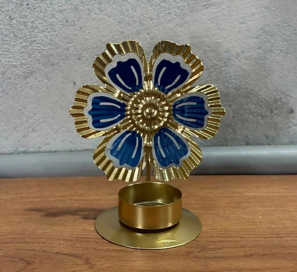 Metal Flower Tealight Candle Holder Decorative Table Showpiece - Image 5