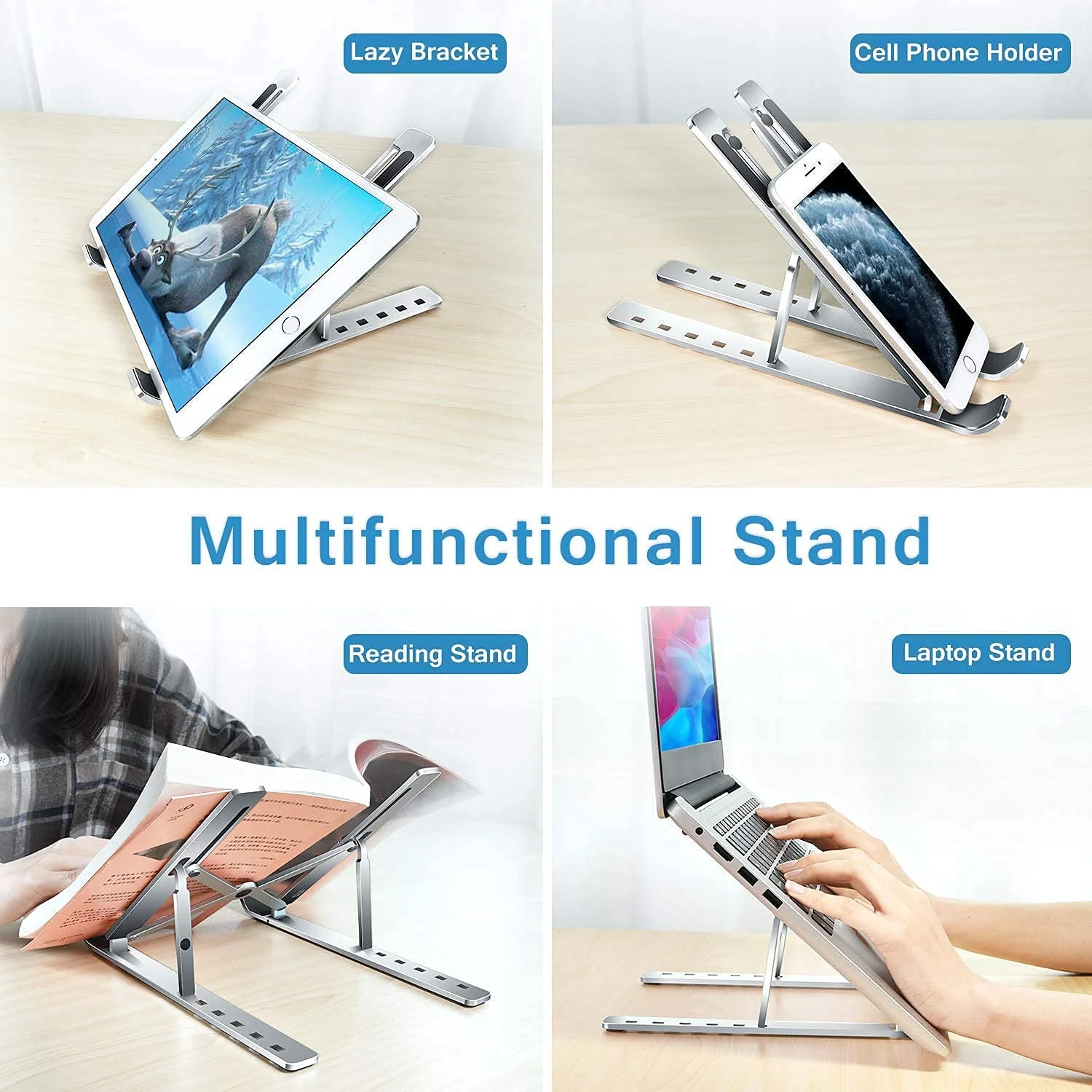 Metal Portable Laptop Stand – 6-Angle Adjustable Riser for Laptops, Phones & Tablets - Image 5