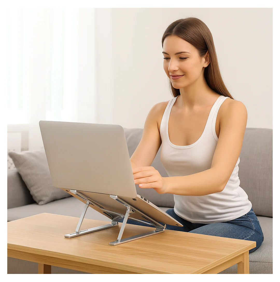 Metal Portable Laptop Stand – 6-Angle Adjustable Riser for Laptops, Phones & Tablets - Image 9