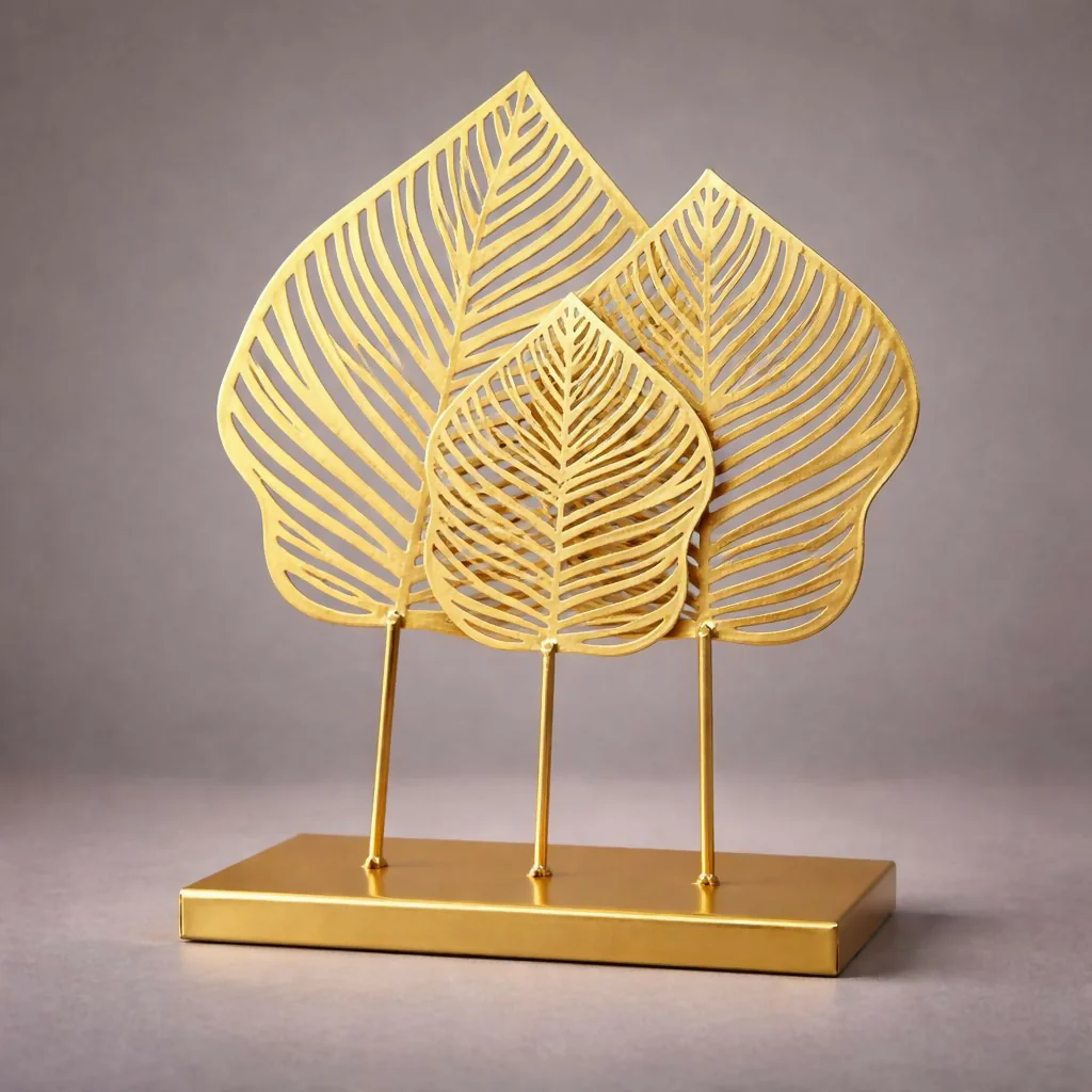 Metal Leaf Table Decor Showpiece Modern Home Decorative Accent - Image 3