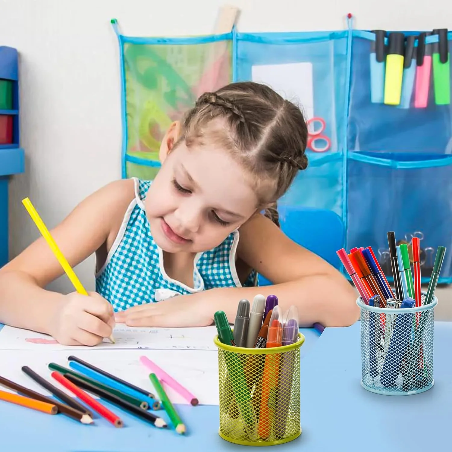 Metal Mesh Pen Holder for Desk (1 Pc): Pen Stand, Pencil Organizer, Stationery - Image 5