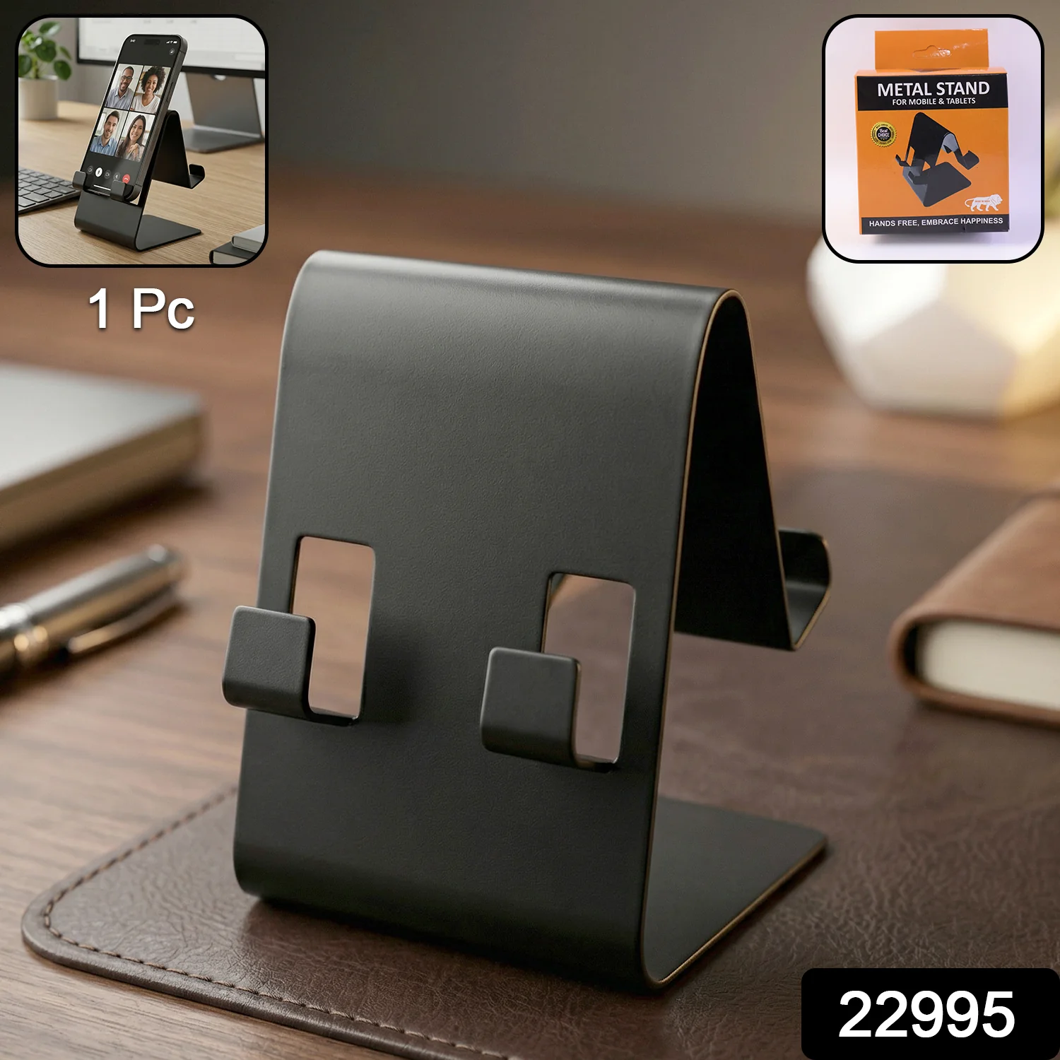 Metal Mobile Phone & Tablet Stand (1 Pc, Black Color) - Image 2
