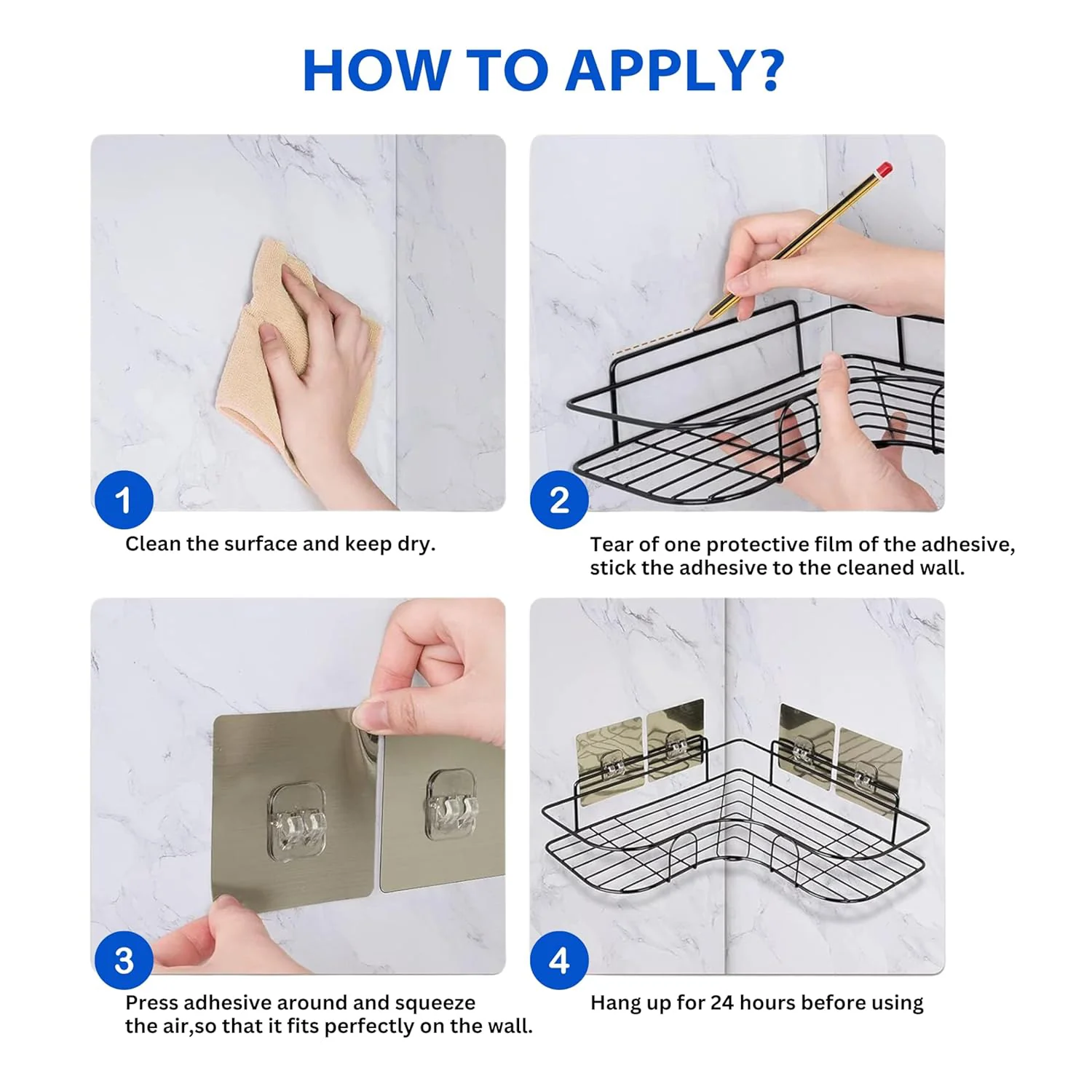 Metal Shower Shelf, Shower Shelf without Drilling (2 Pc) - Image 6