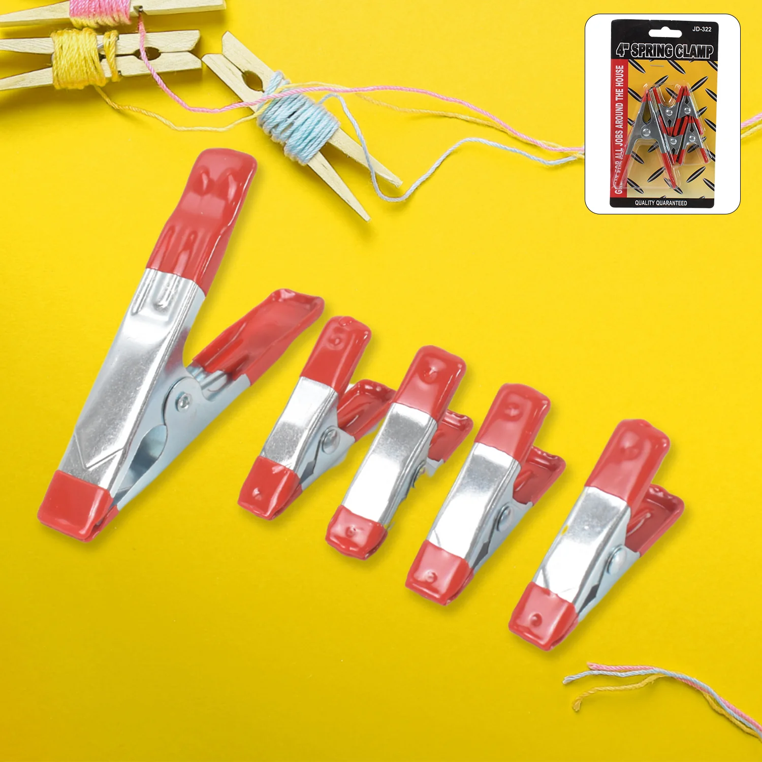 Metal Spring Clamps, Heavy Duty Spring Metal Clips Clamp  (5 Pcs Set) - Image 6