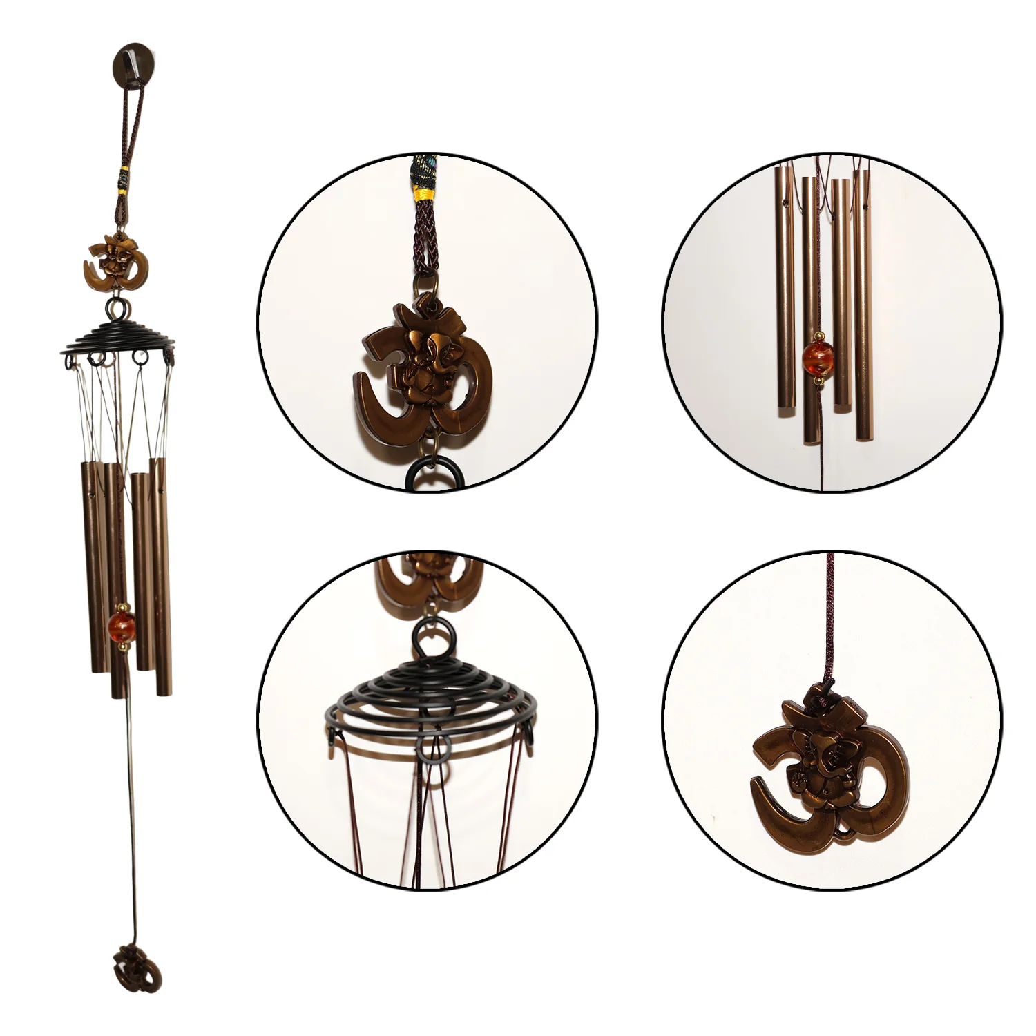 Metal Wind Chime with Om Symbol (1 Pc) - Image 4