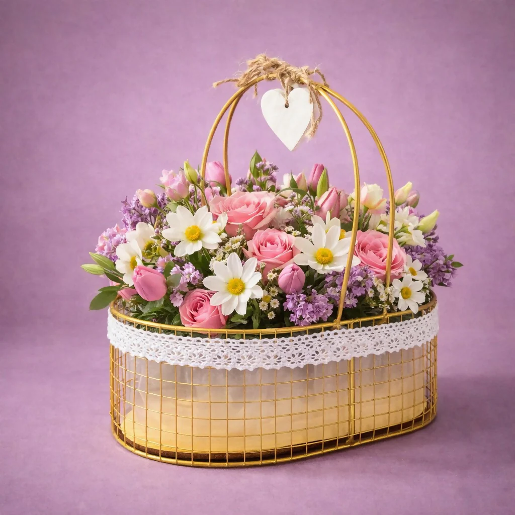 Metal Wire Storage Basket with Handle and Fabric Lining Organizer - Image 2