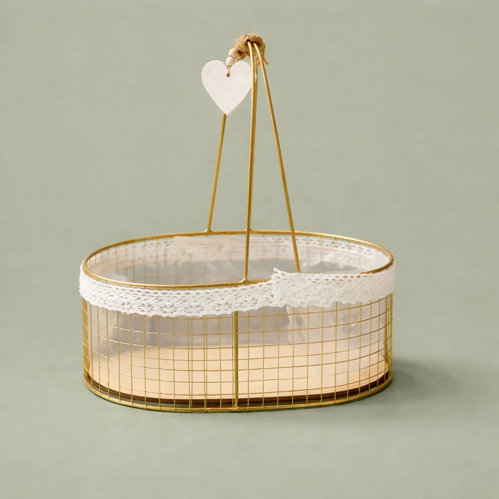 Metal Wire Storage Basket with Handle Fabric Lining Organizer - Image 3