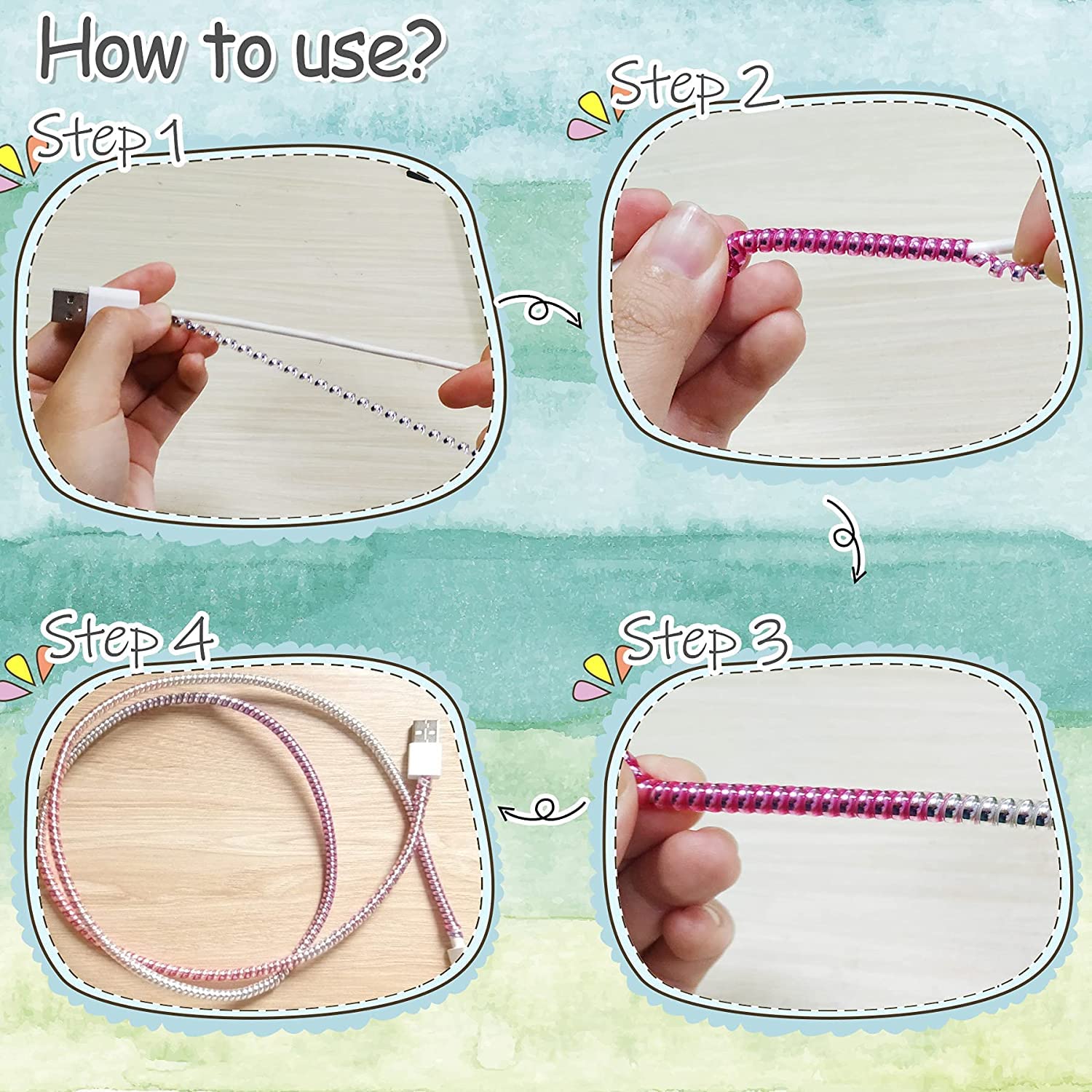 Metallic Cable Protector for Cords & Headphones (Spiral Wrap) - Image 10