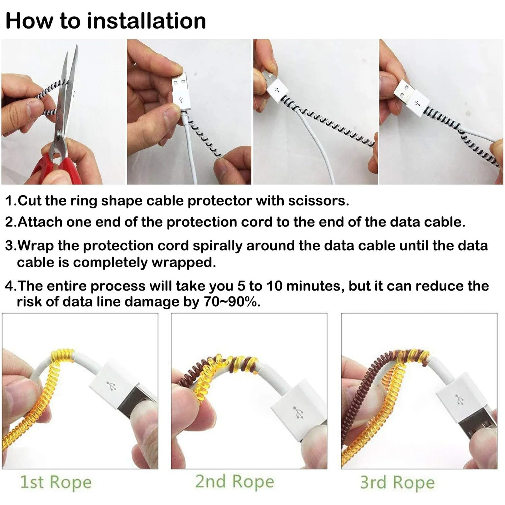 Metallic Cable Protector for Cords & Headphones (Spiral Wrap) - Image 3