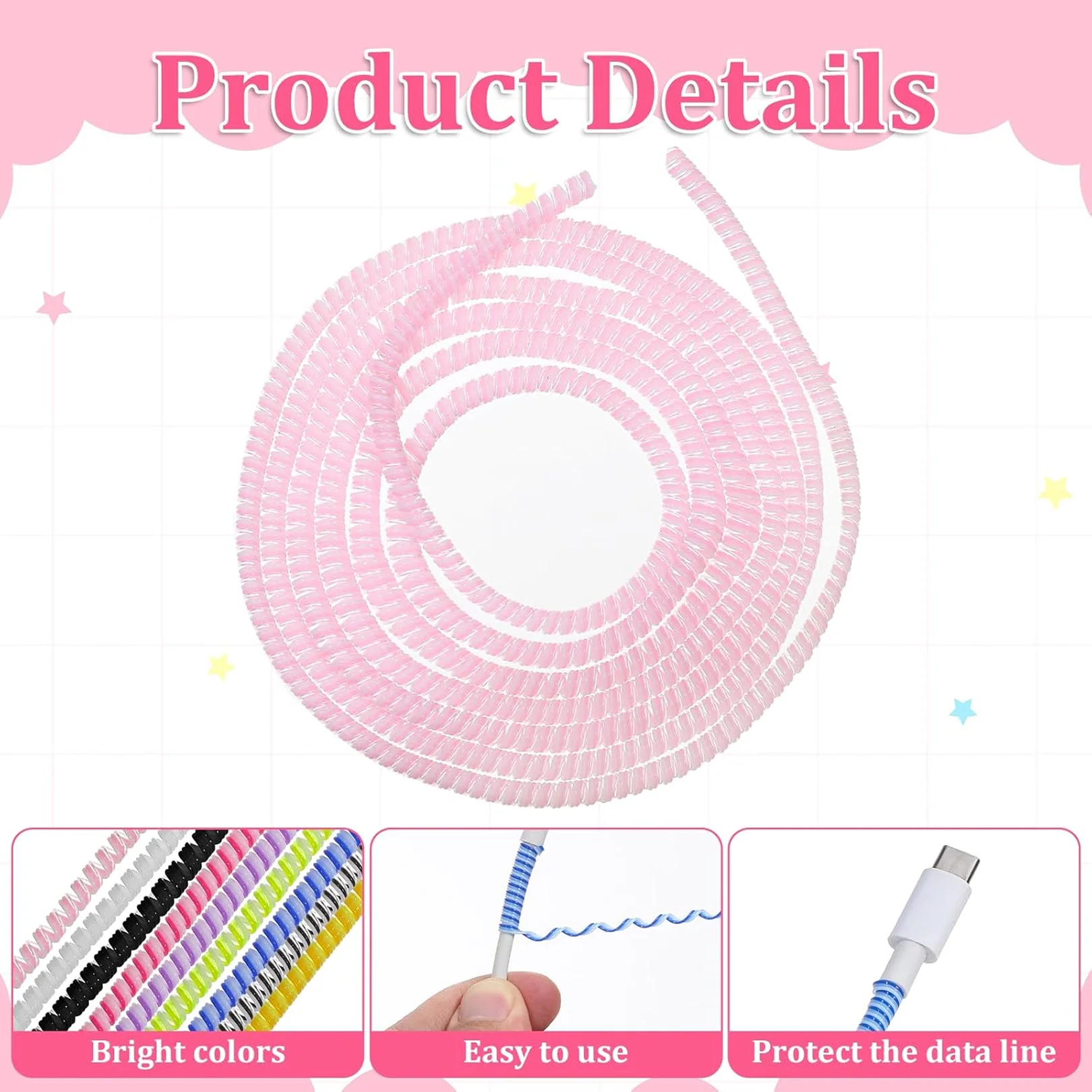 Metallic Cable Protector for Cords & Headphones (Spiral Wrap) - Image 6
