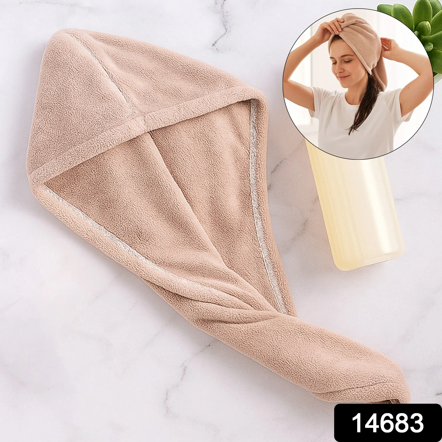 Microfiber Hair Drying Towel Wrap - (1 Pc) - Image 2