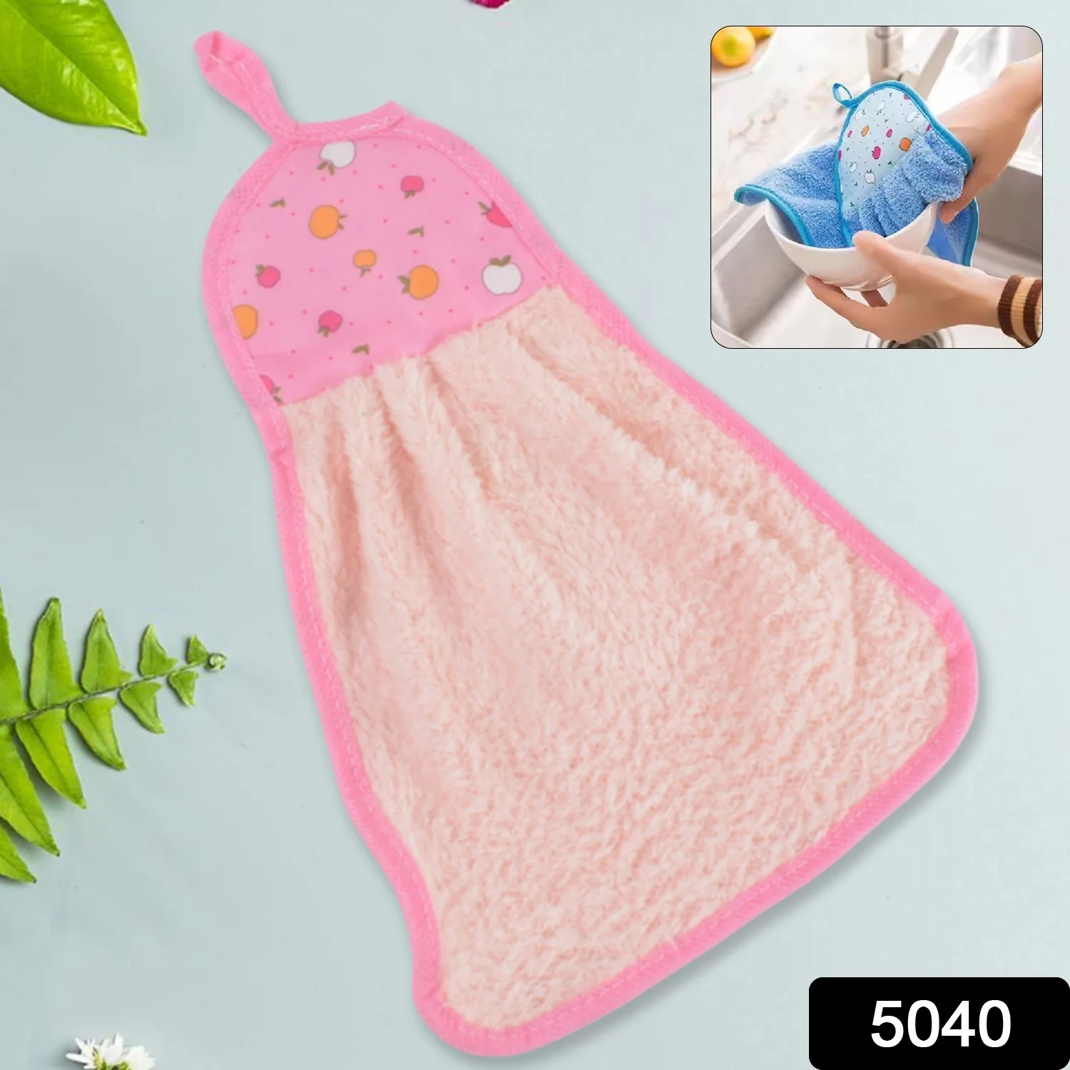 Microfiber Wash Basin Hanging Hand Kitchen Towel Napkin with Loop - Image 2