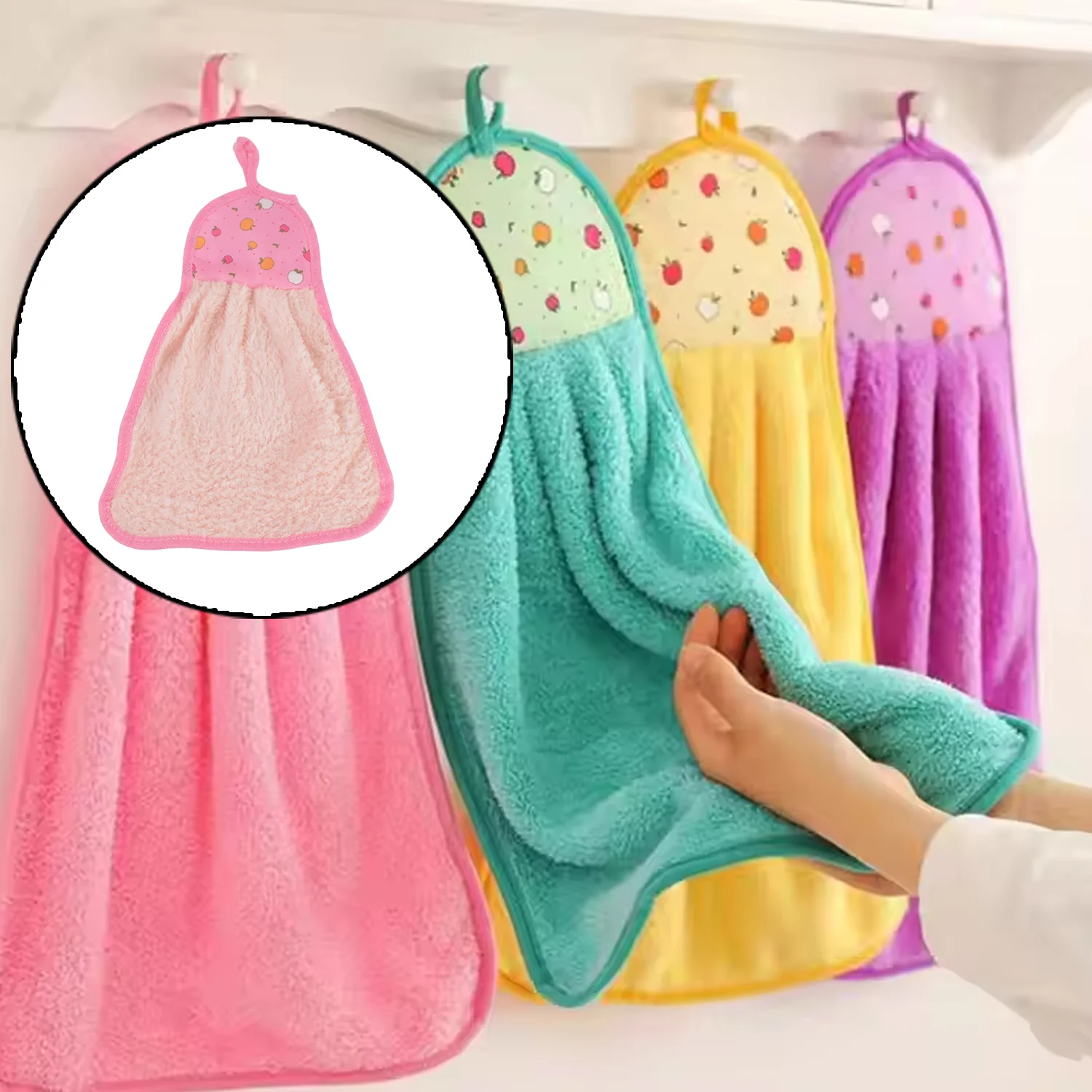 Microfiber Wash Basin Hanging Hand Kitchen Towel Napkin with Loop - Image 6