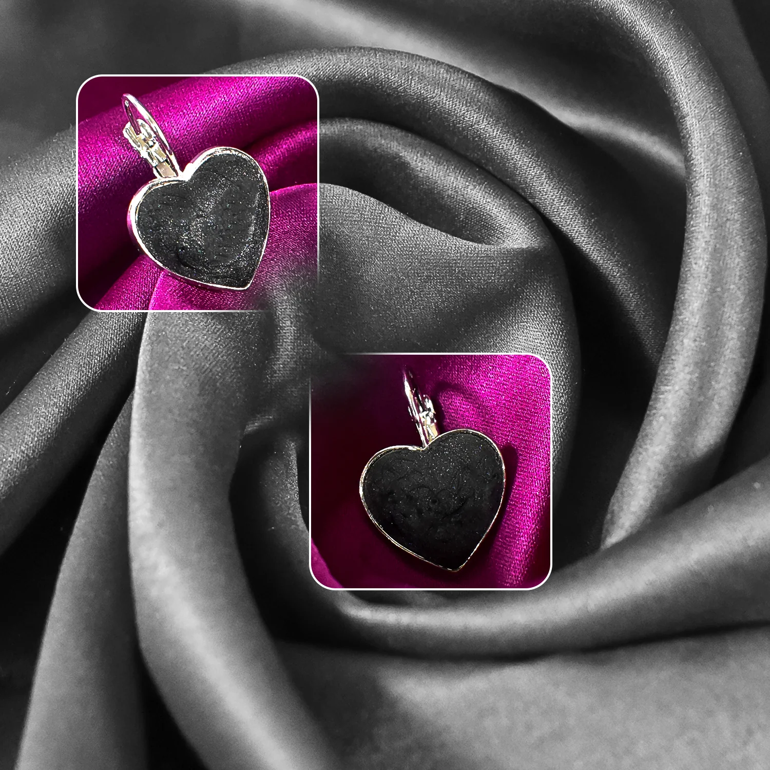 Midnight Love Black Heart Earrings - Image 3