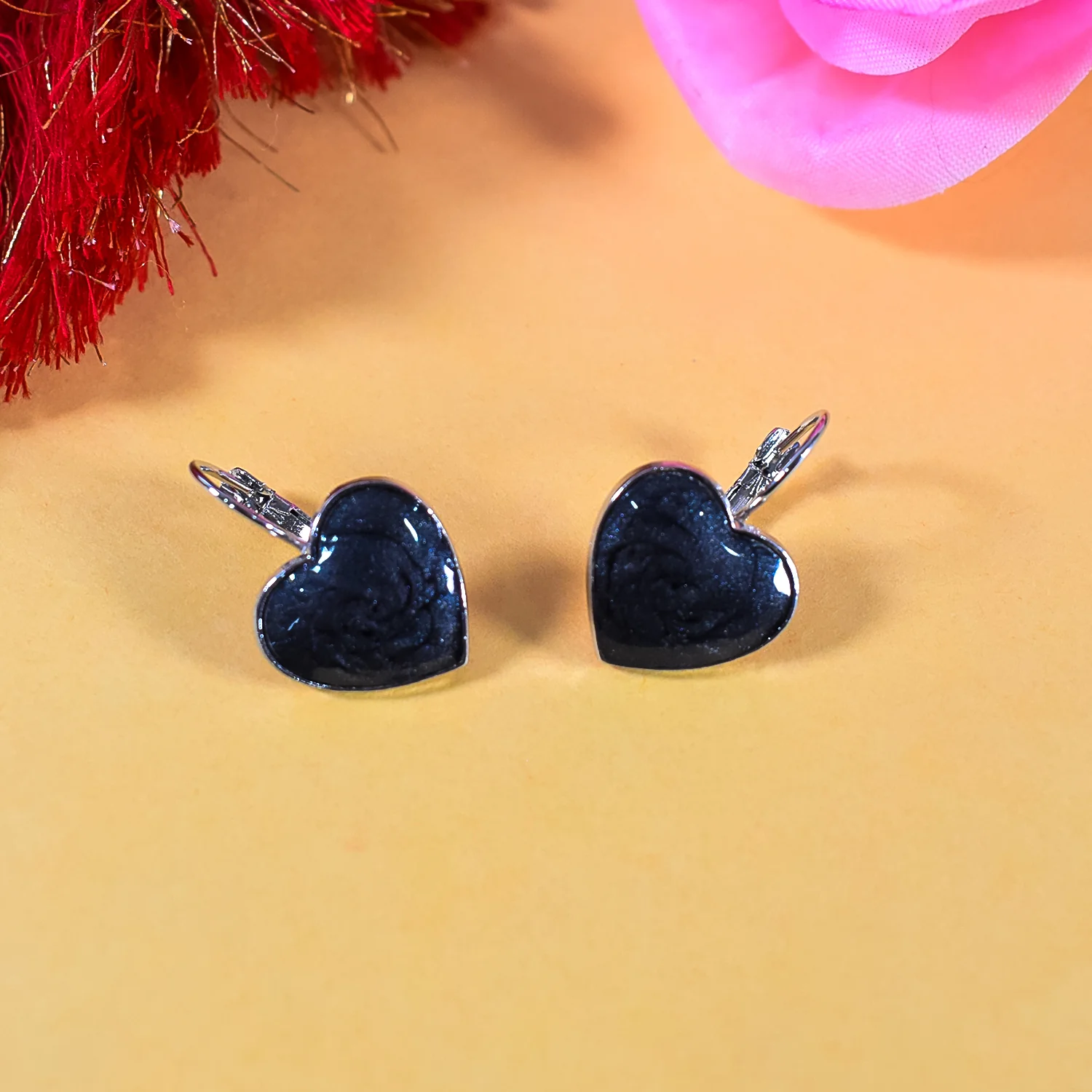 Midnight Love Black Heart Earrings - Image 4