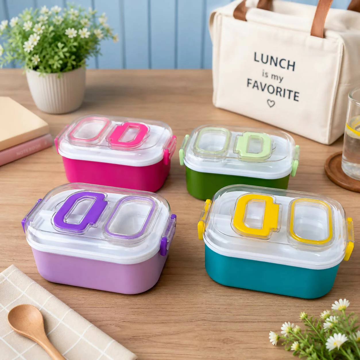 Mighty Lunch Box Leakproof Bento Tiffin with Spoon Fork for Office & School - Image 2