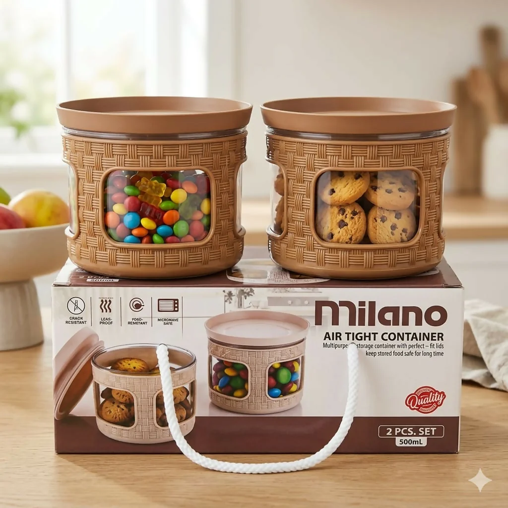 Milano Air Tight Jar Each Multipurpose Storage Container BPA Free ( Set Of 2pc, 500ml) - Image 6