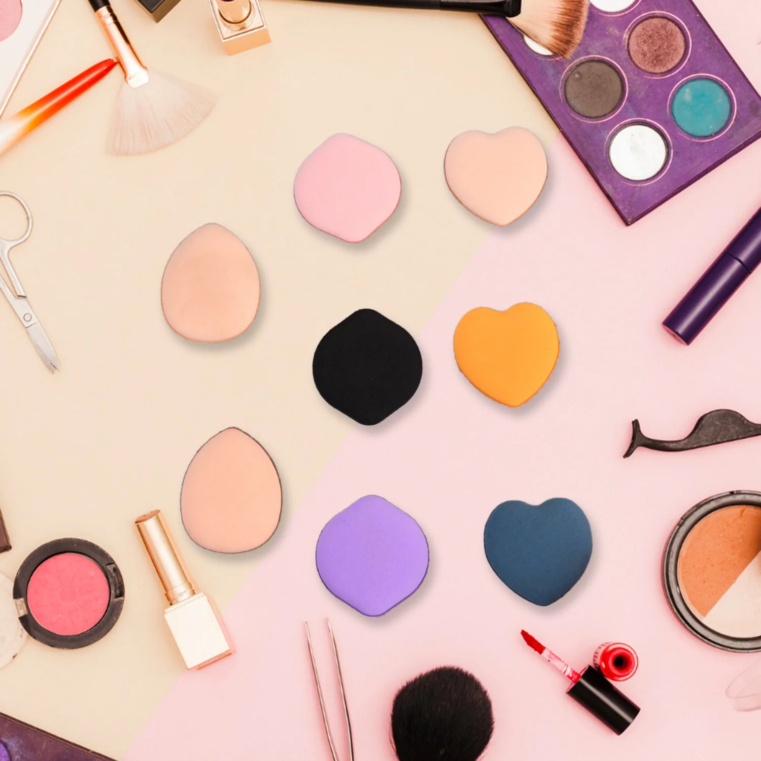 Mini Finger Makeup Powder Puff (Multicolour, 8 Pcs Set) - Image 6
