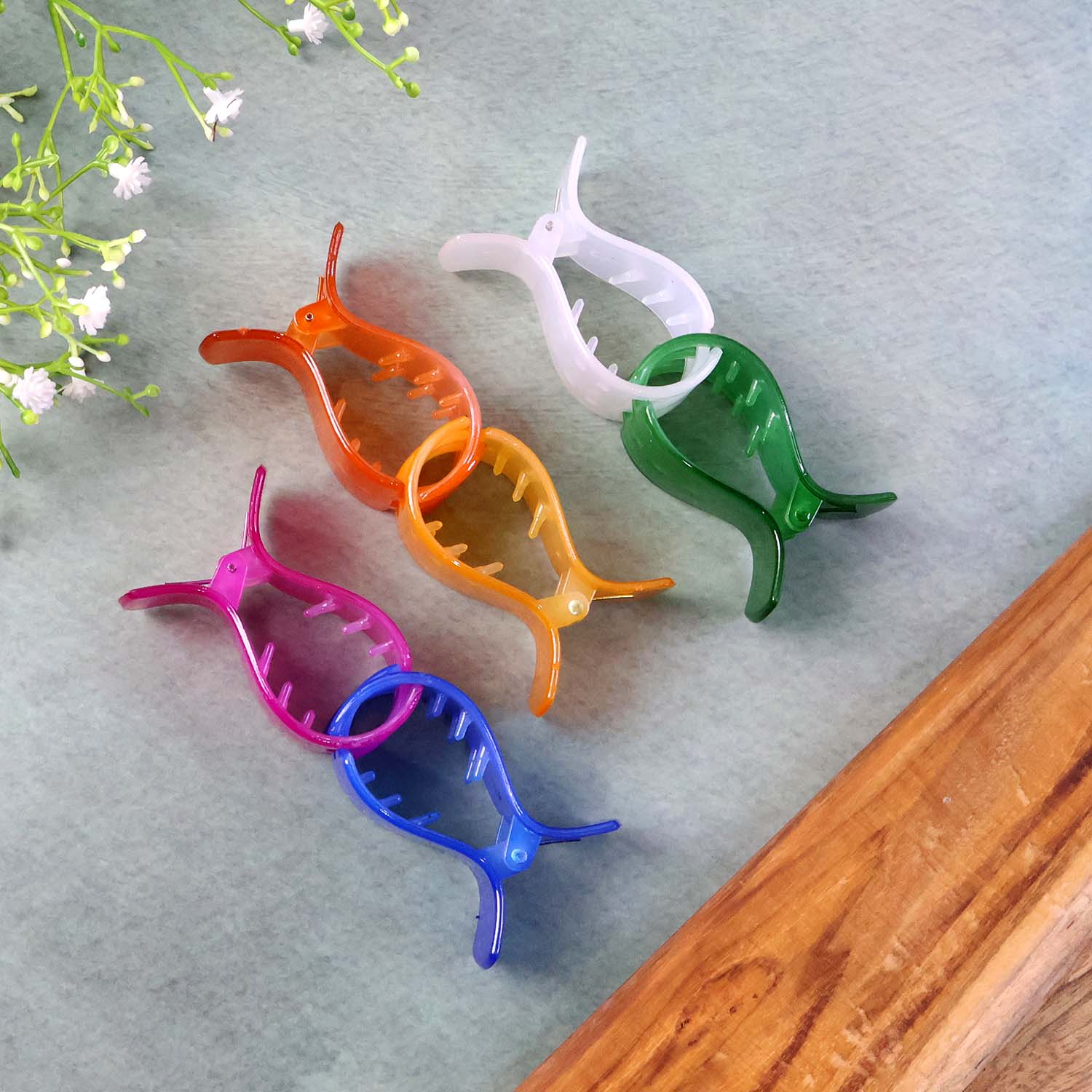 Mini Hair Claw Clips for Girls – 6 Pc Colorful Small Hair Clamps - Image 3