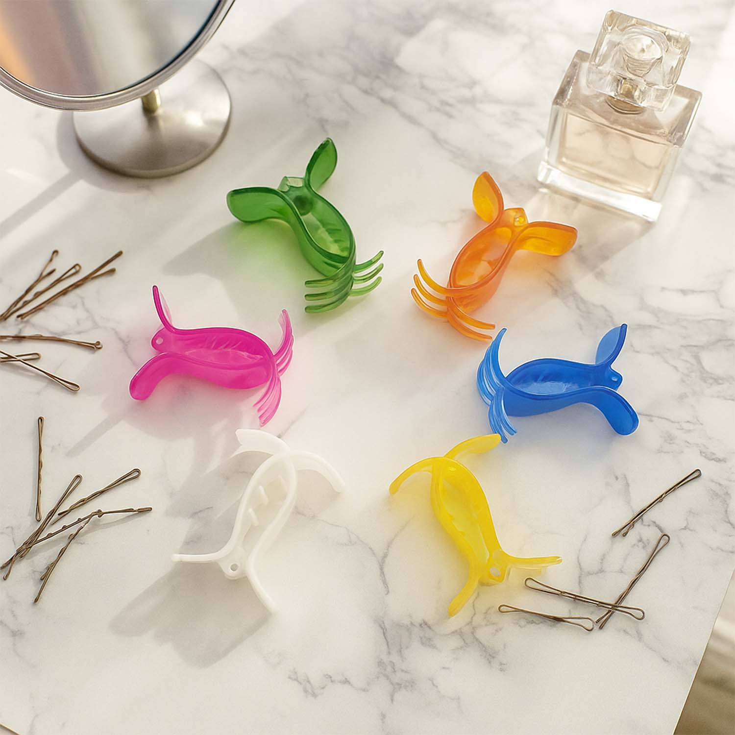Mini Hair Claw Clips for Girls – 6 Pc Colorful Small Hair Clamps - Image 7