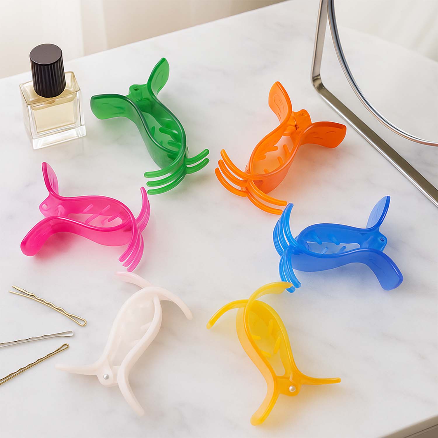 Mini Hair Claw Clips for Girls – 6 Pc Colorful Small Hair Clamps - Image 8