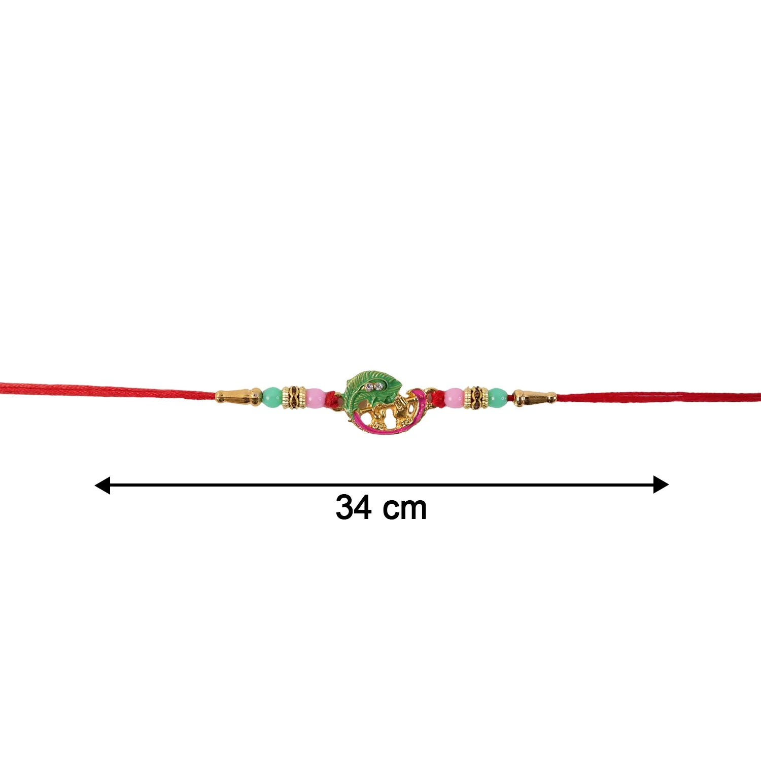 Mini Krishna with Peacock Leaf Designer Rakhi - Image 6
