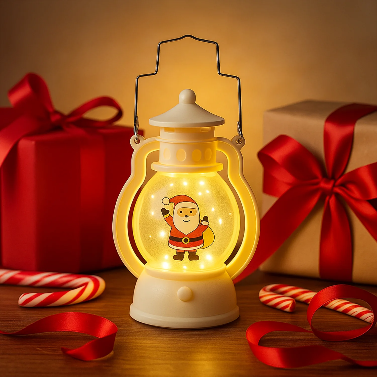 Mini LED Decorative Lantern with Santa Figurine & Handle (1 Pc) - Image 7
