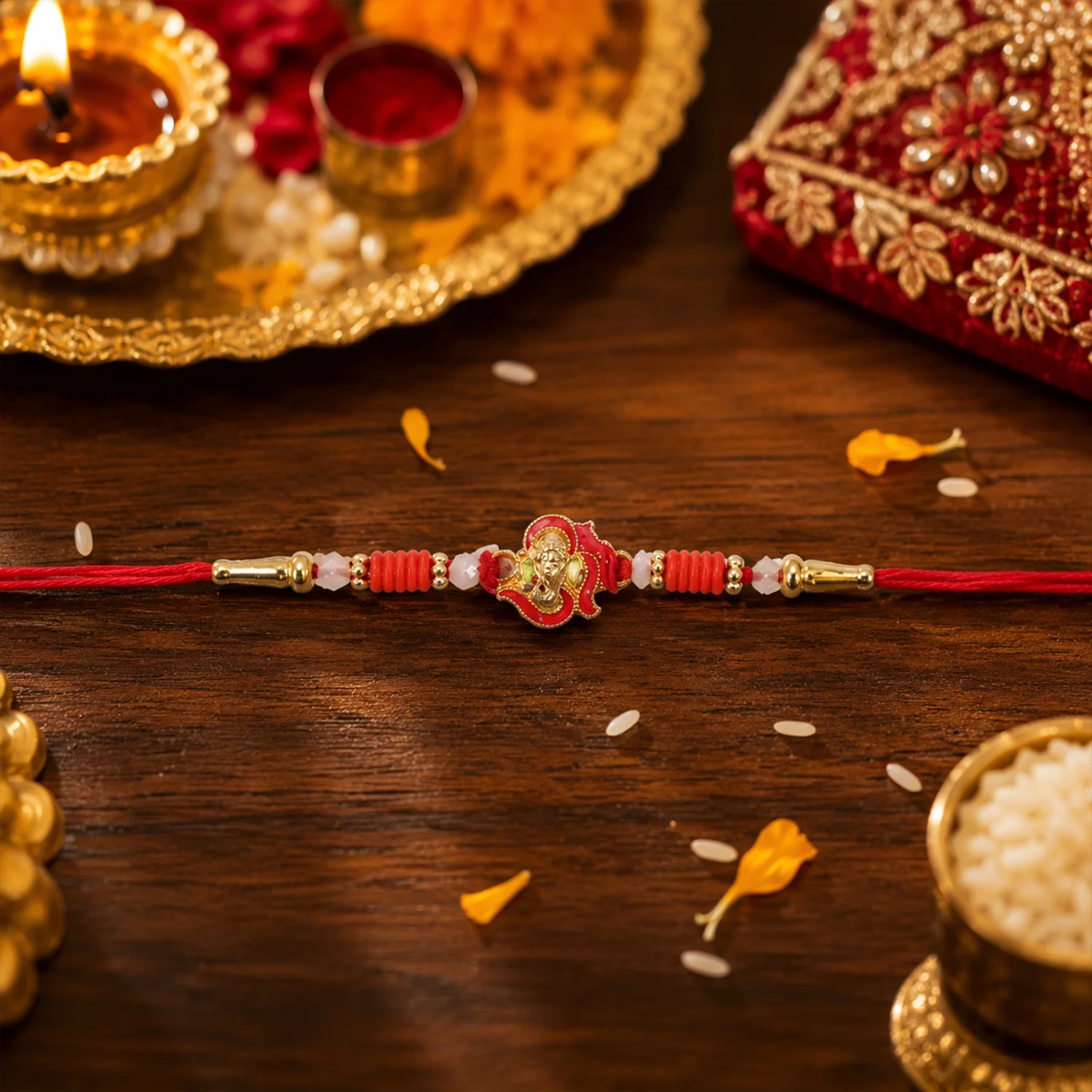 Mini Lord Ganesha Designer Rakhi - Image 2