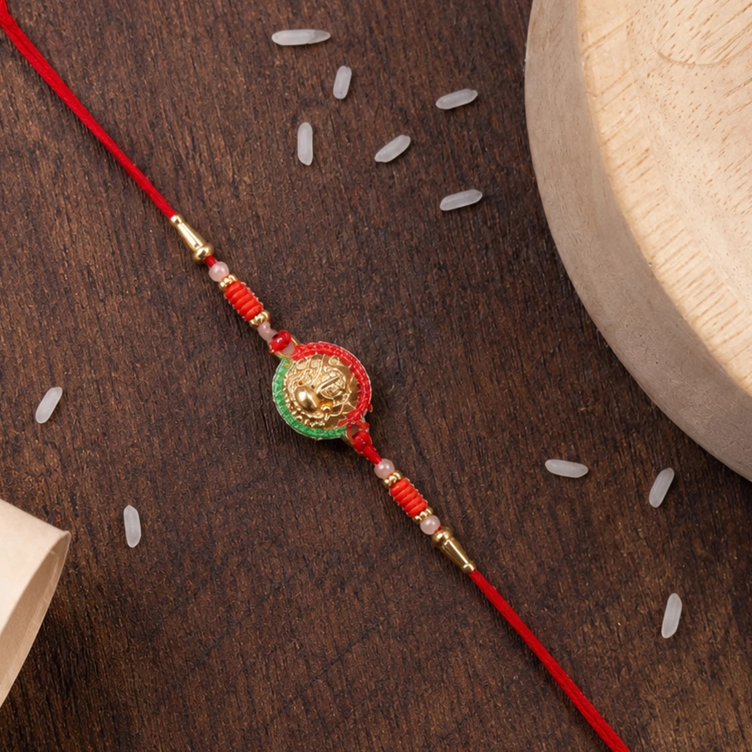 Mini Lord Ganesha Round Designer Rakhi - Image 3