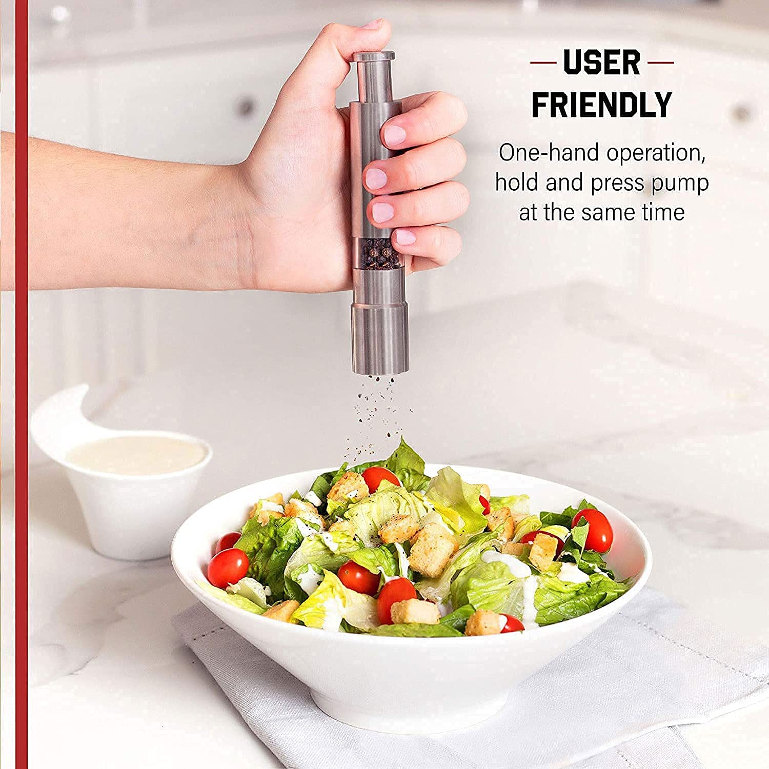 Stainless Steel Thumb Presser Salt and Pepper Grinder (1 Pc) - Image 7