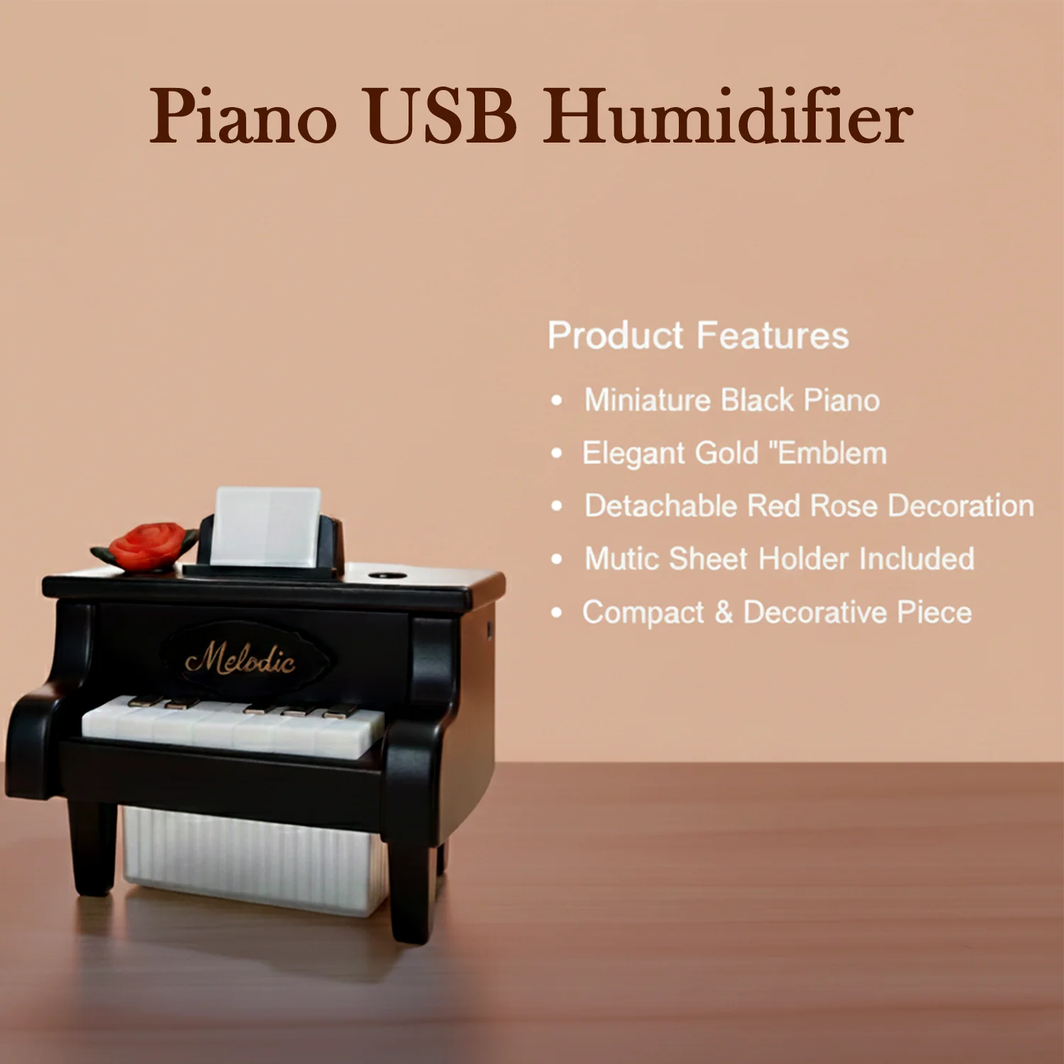 Mini Piano USB Humidifier with Night Light & Cool Mist for Home & Office - Image 4