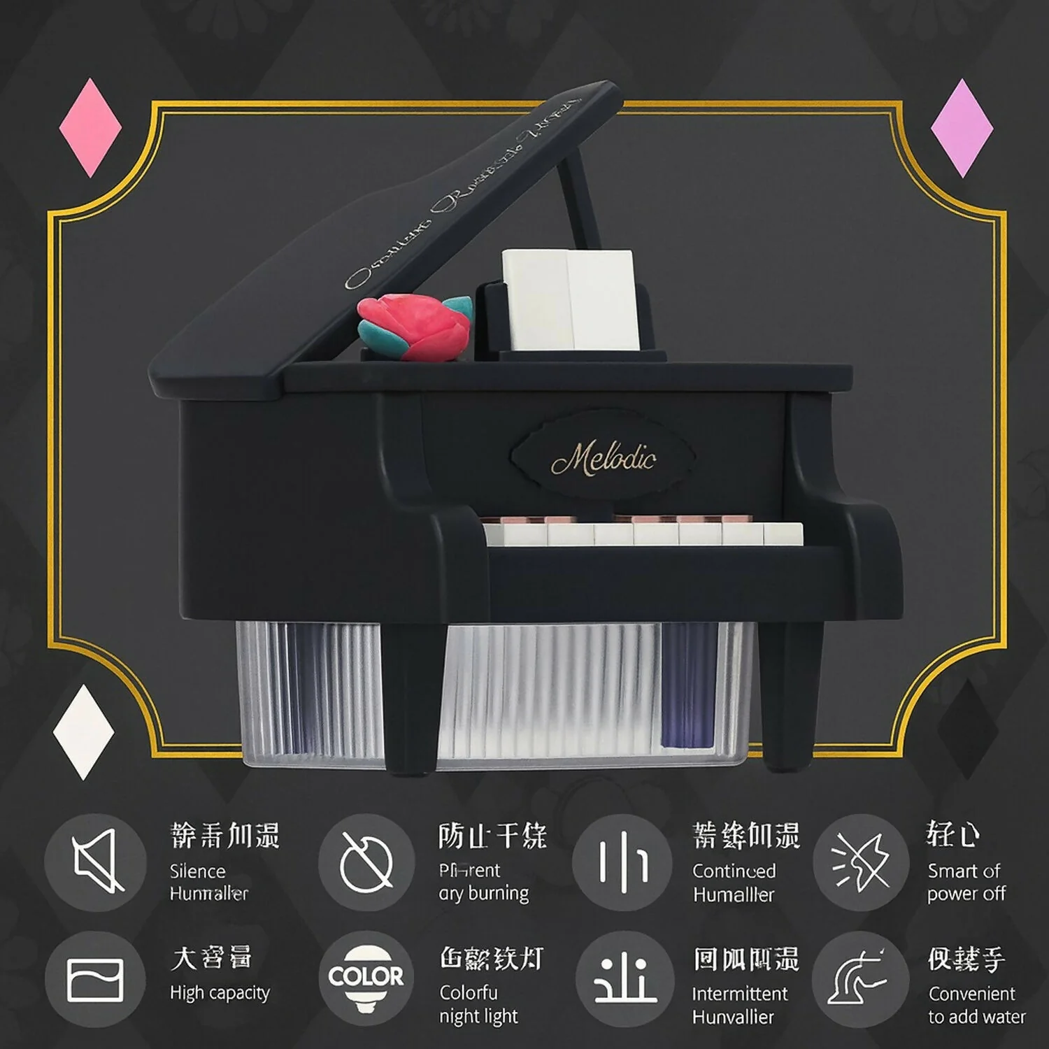 Mini Piano USB Humidifier with Night Light & Cool Mist for Home & Office - Image 5