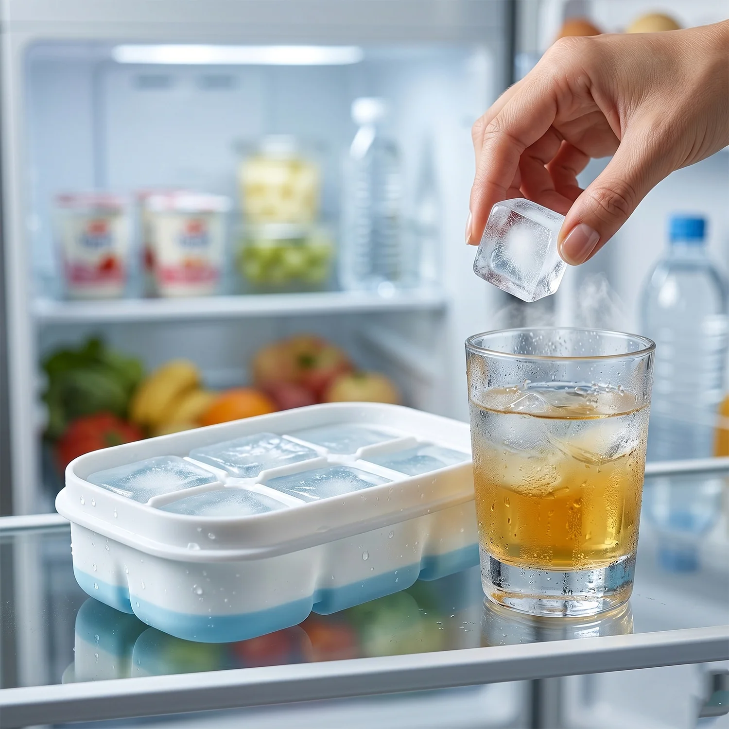 Mini Plastic 6 Cavity Ice Tray - Freeze & Fresh, Compact Ice Cube Tray - Image 4