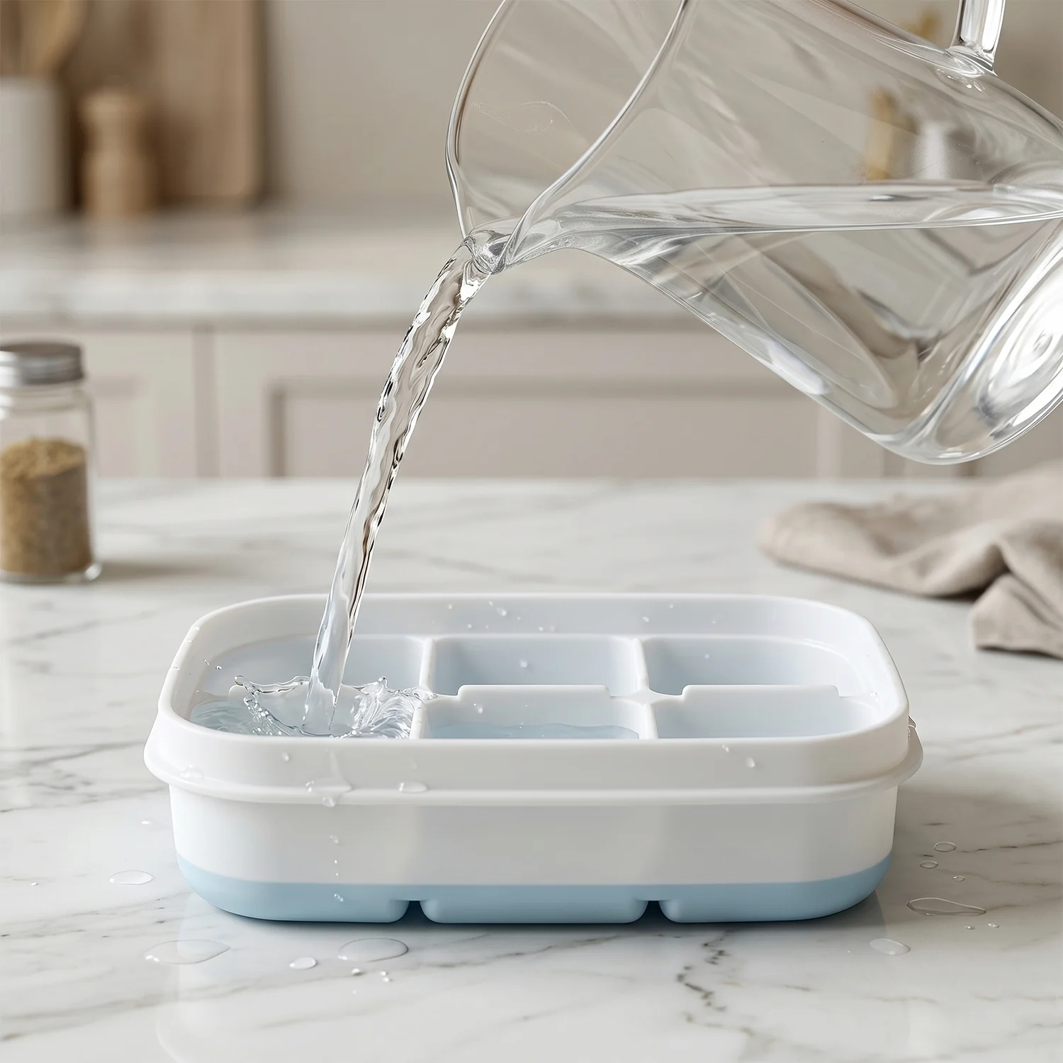Mini Plastic 6 Cavity Ice Tray - Freeze & Fresh, Compact Ice Cube Tray - Image 7