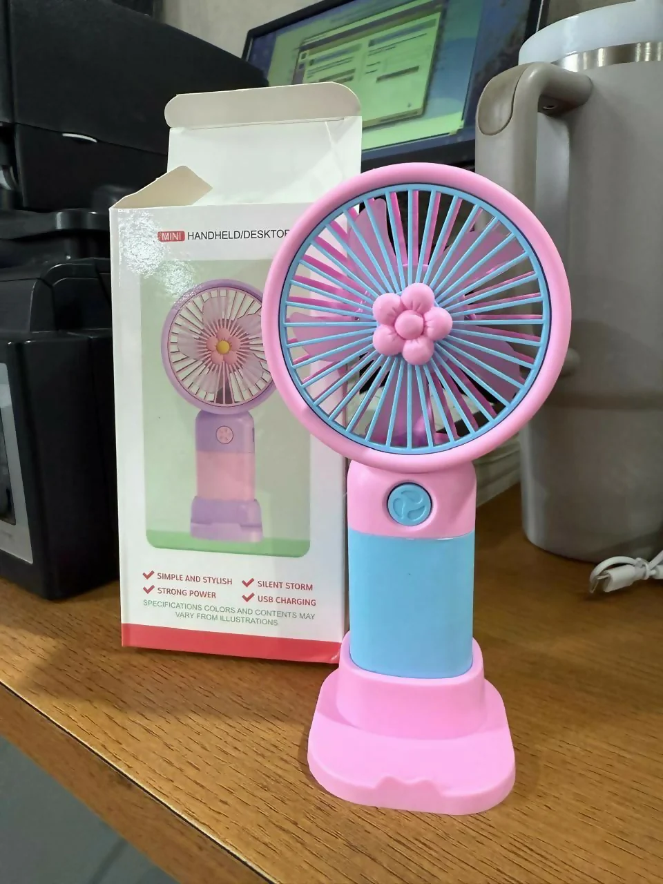 Mini Portable Handheld Fan with Stand, 3 Speed Modes - Image 5