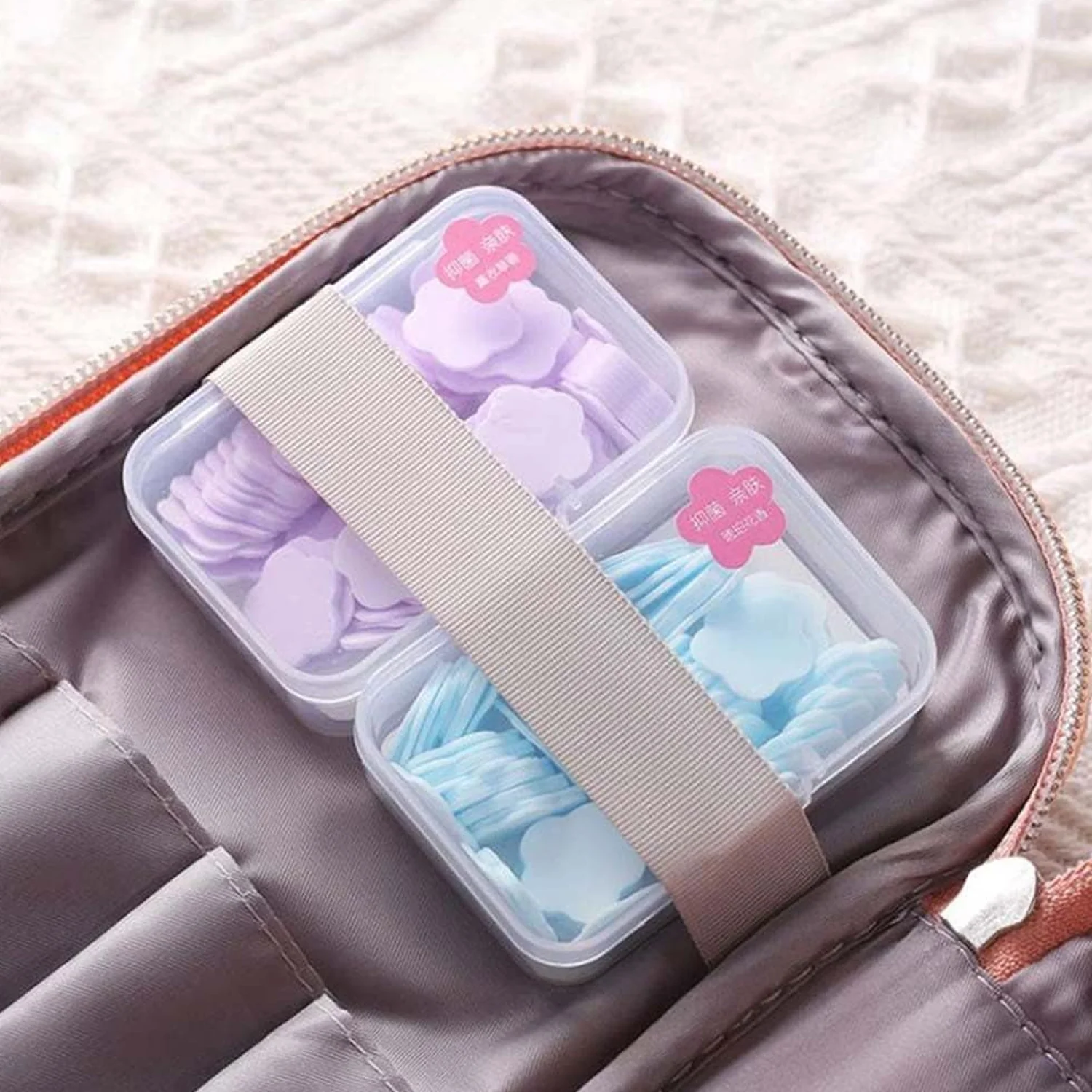 Mini Portable Travel Soap Paper Sheets Flower Shape (100 Pcs Set Approx / Mix Color) - Image 4