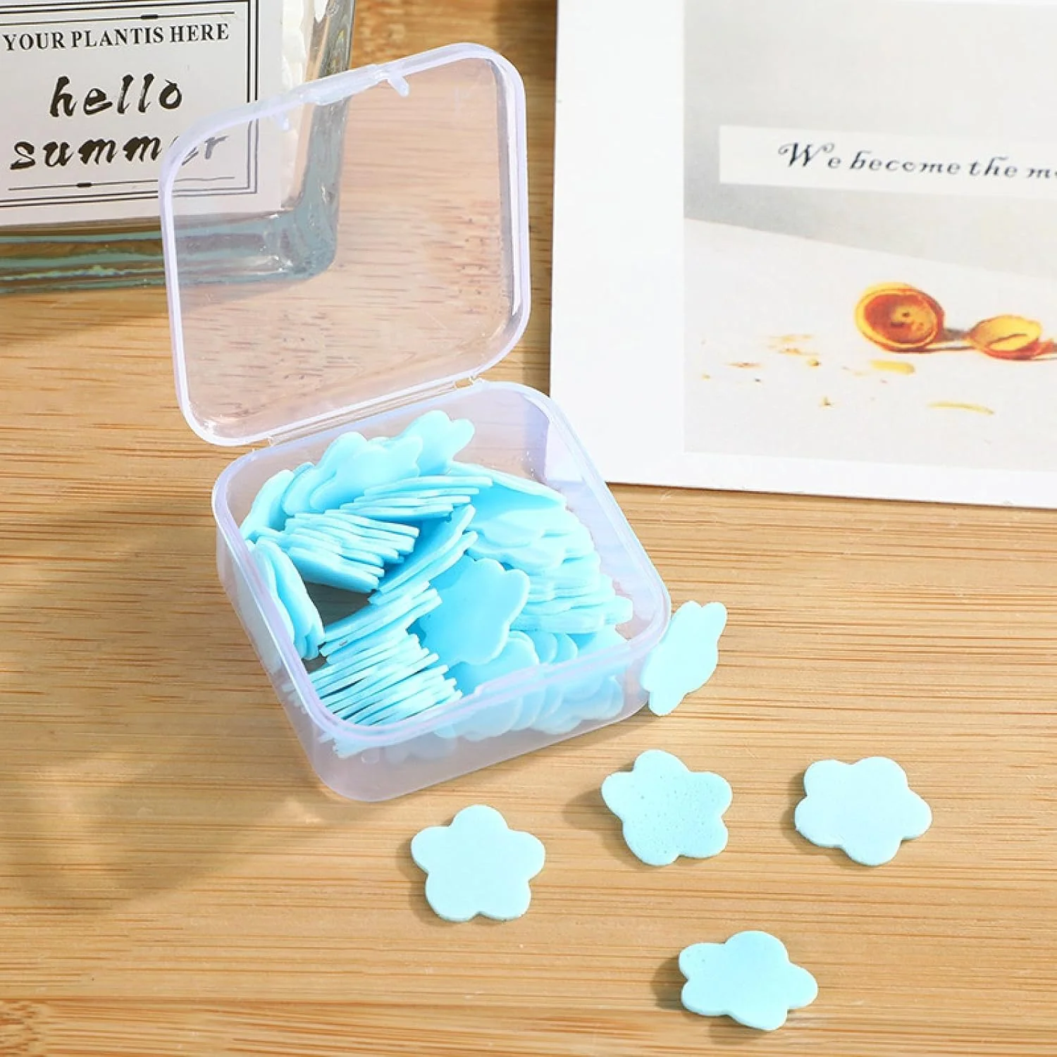 Mini Portable Travel Soap Paper Sheets Flower Shape (100 Pcs Set Approx / Mix Color) - Image 6